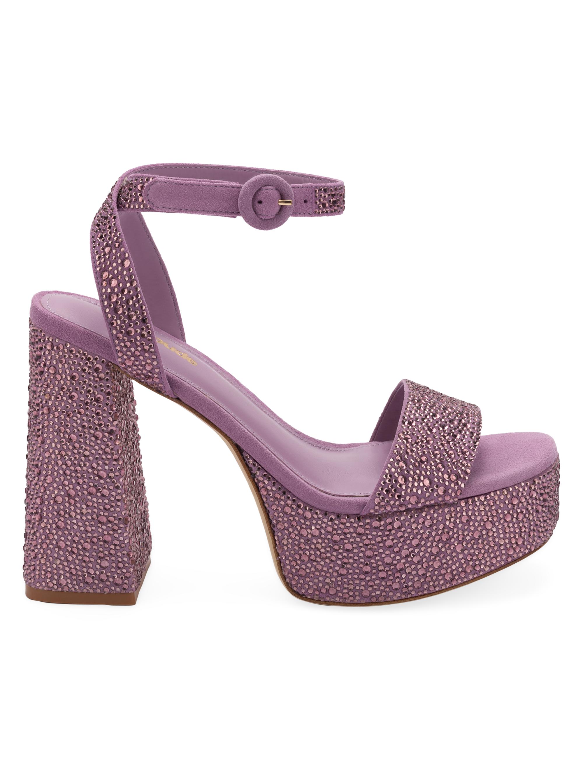 Larroudé Women's Dolly Crystal-Embellished Platform Ankle-Strap Sandals - Lavander