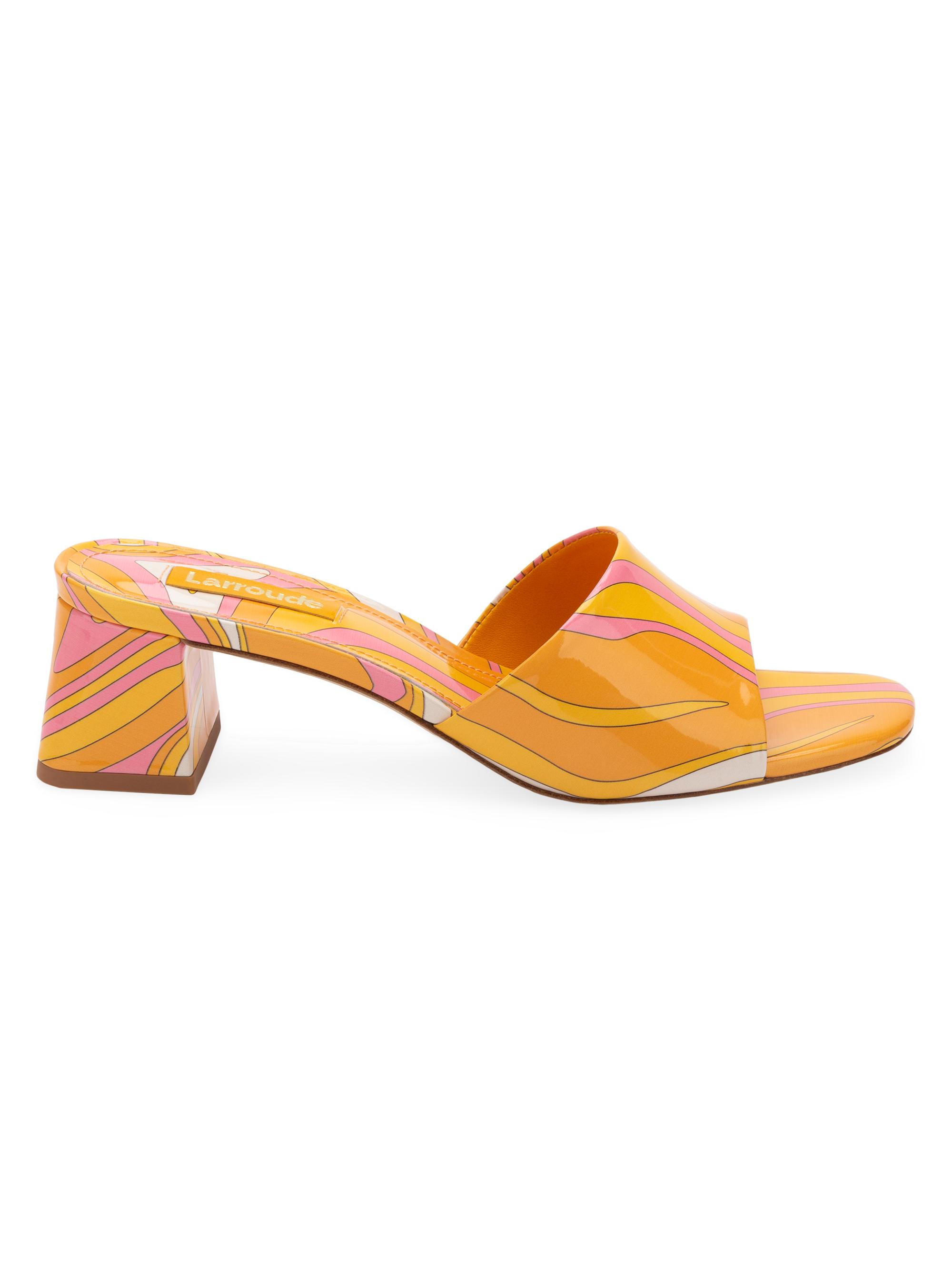 Larroudé Women's Brigitte Printed Patent Leather Mules - Sun