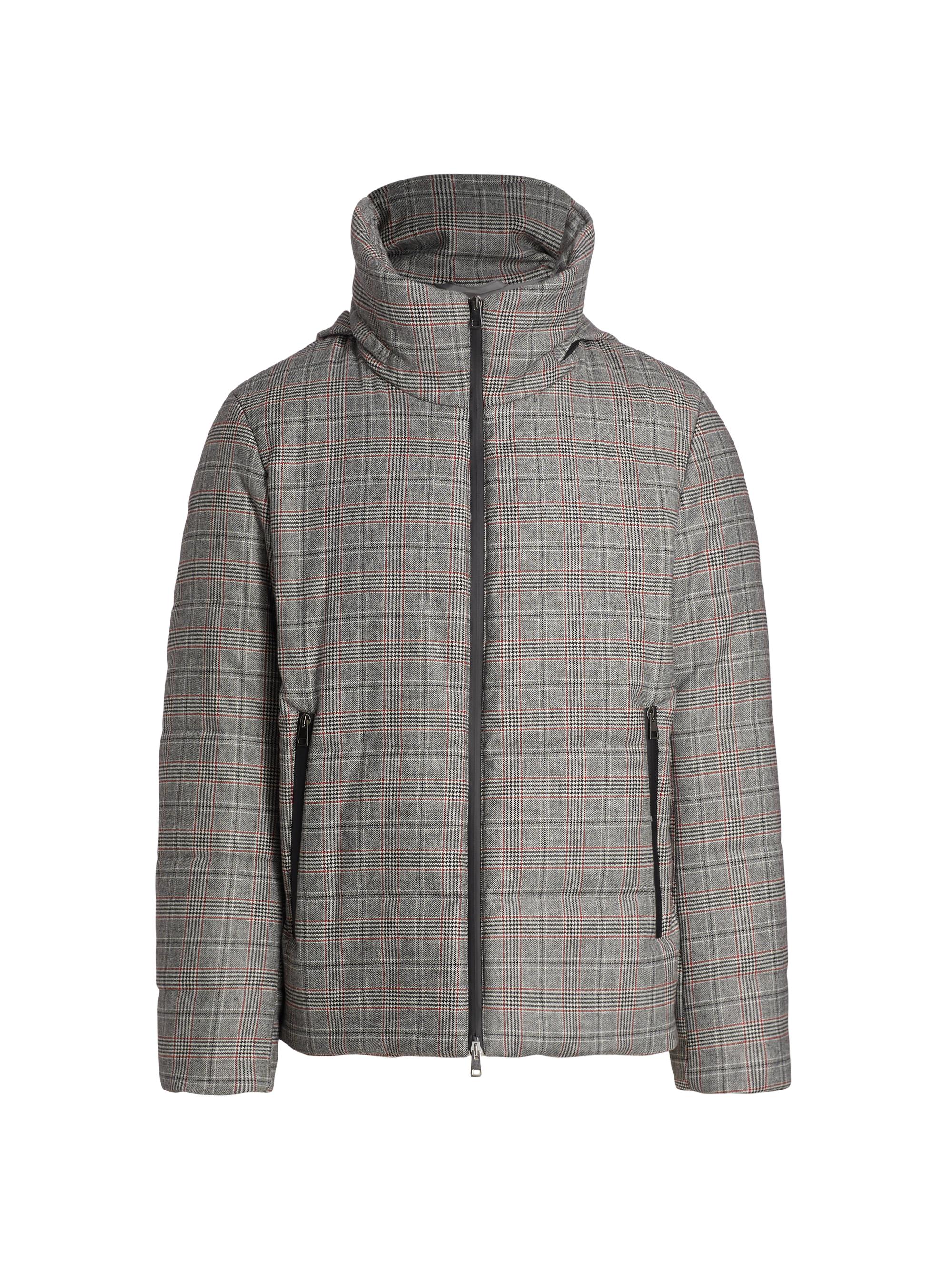 Saks Fifth Avenue Men's COLLECTION Plaid Puffer Jacket - Gull