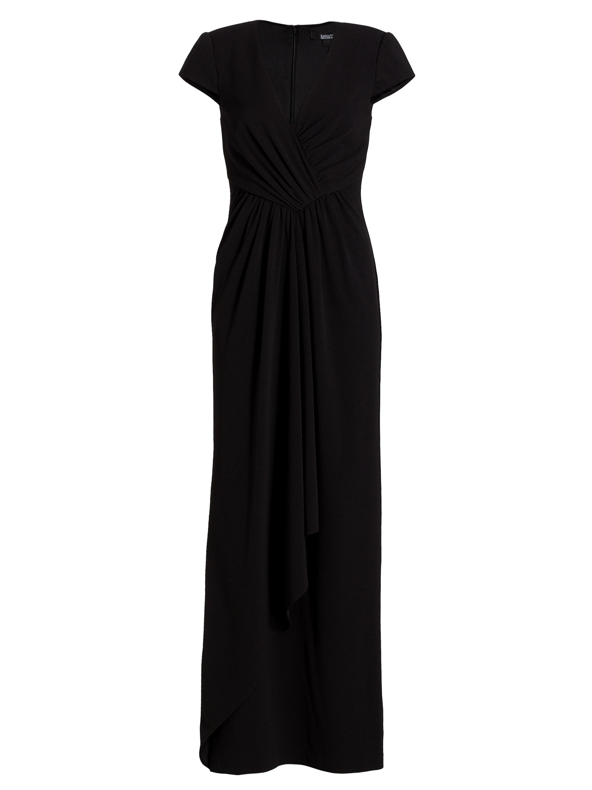 Badgley Mischka Women's V-Neck Shirred Drape Gown - Black