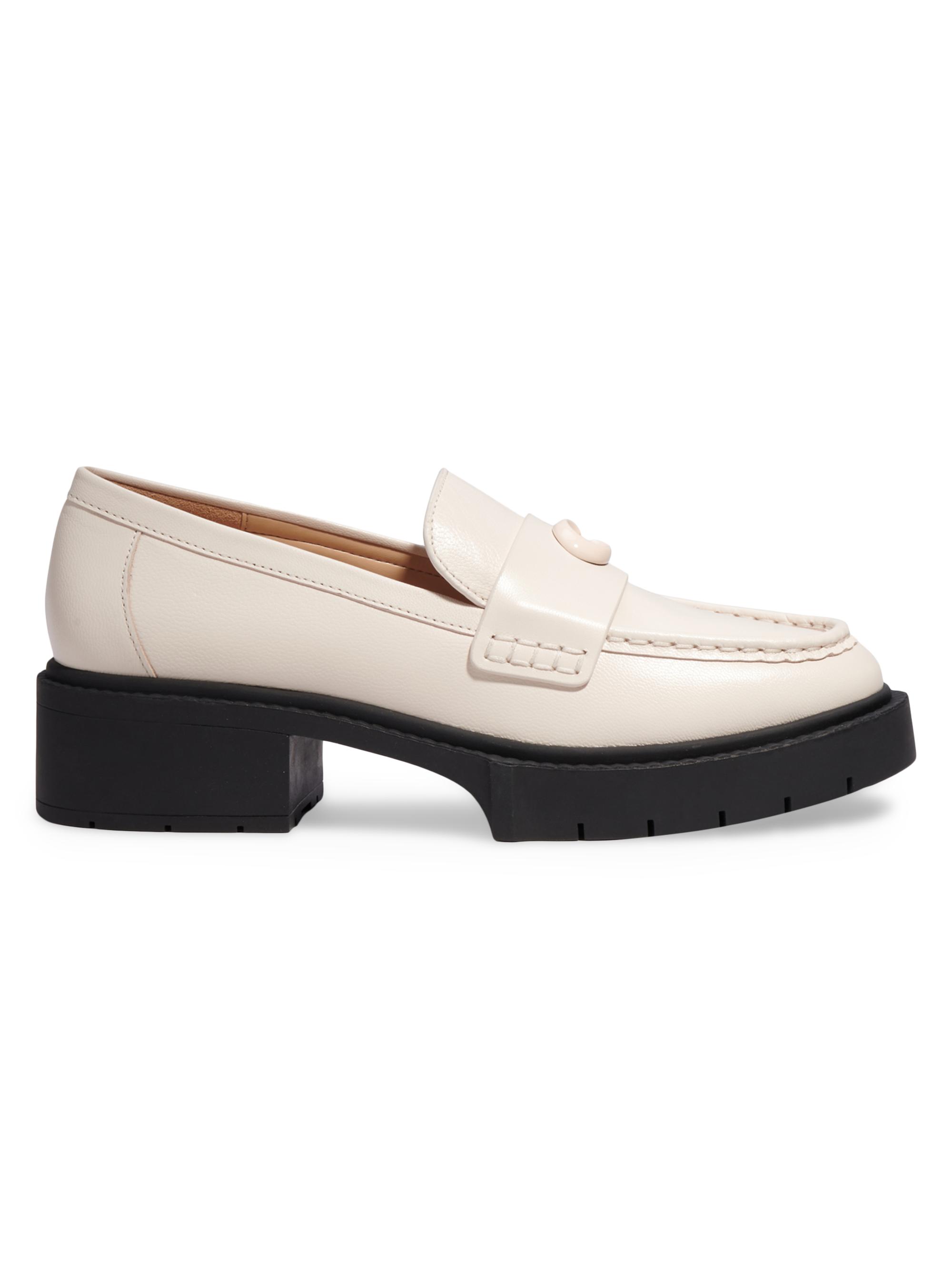 COACH Women's Leah Leather Lug-Sole Loafers - Chalk