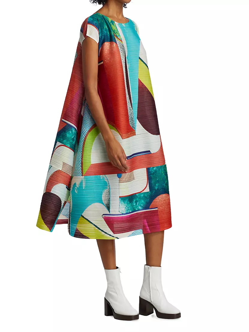 Abstract Pinwheel Midi-Dress