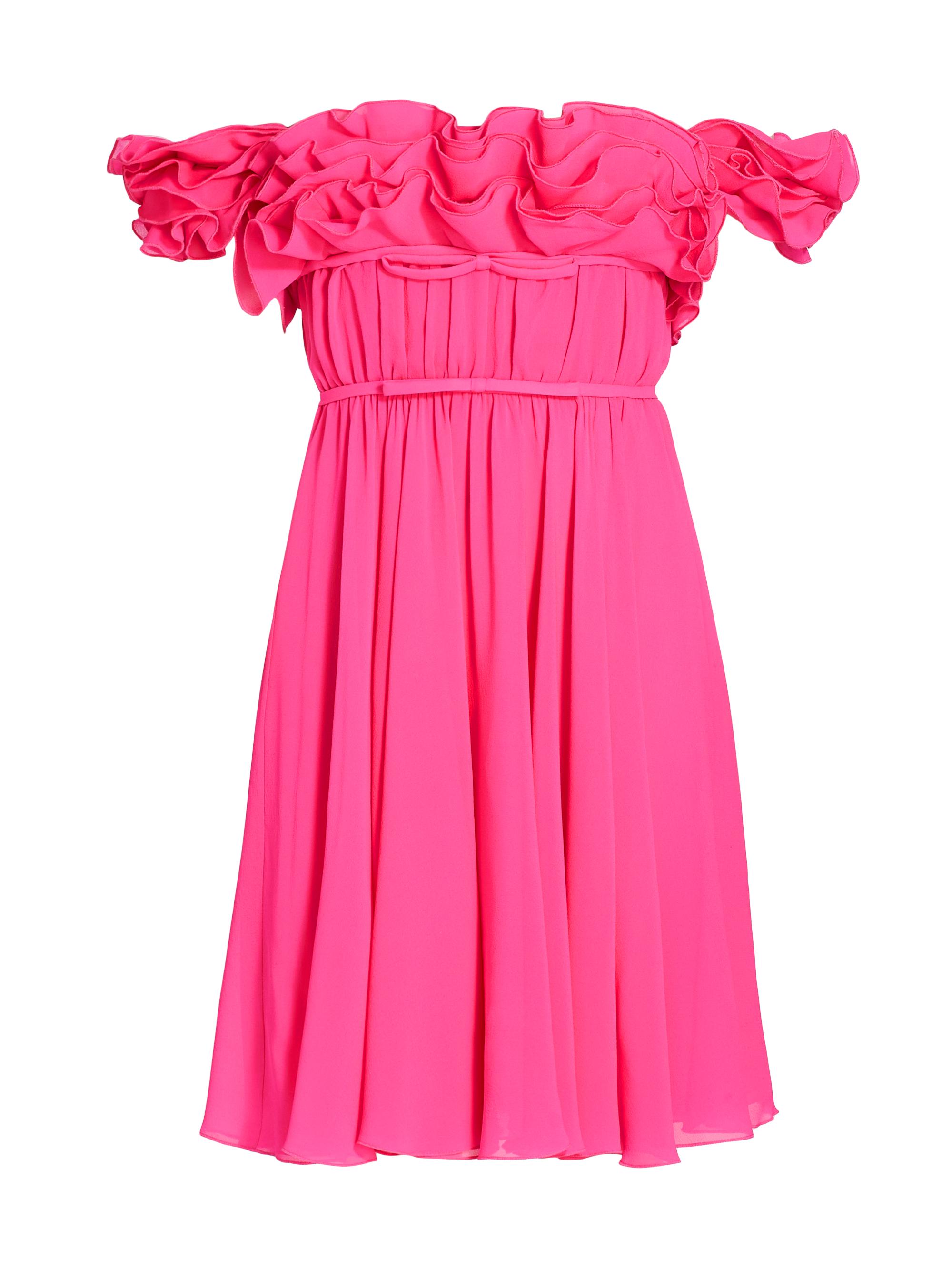 Giambattista Valli Women's Silk Off-The-Shoulder Ruffle Dress - Pink