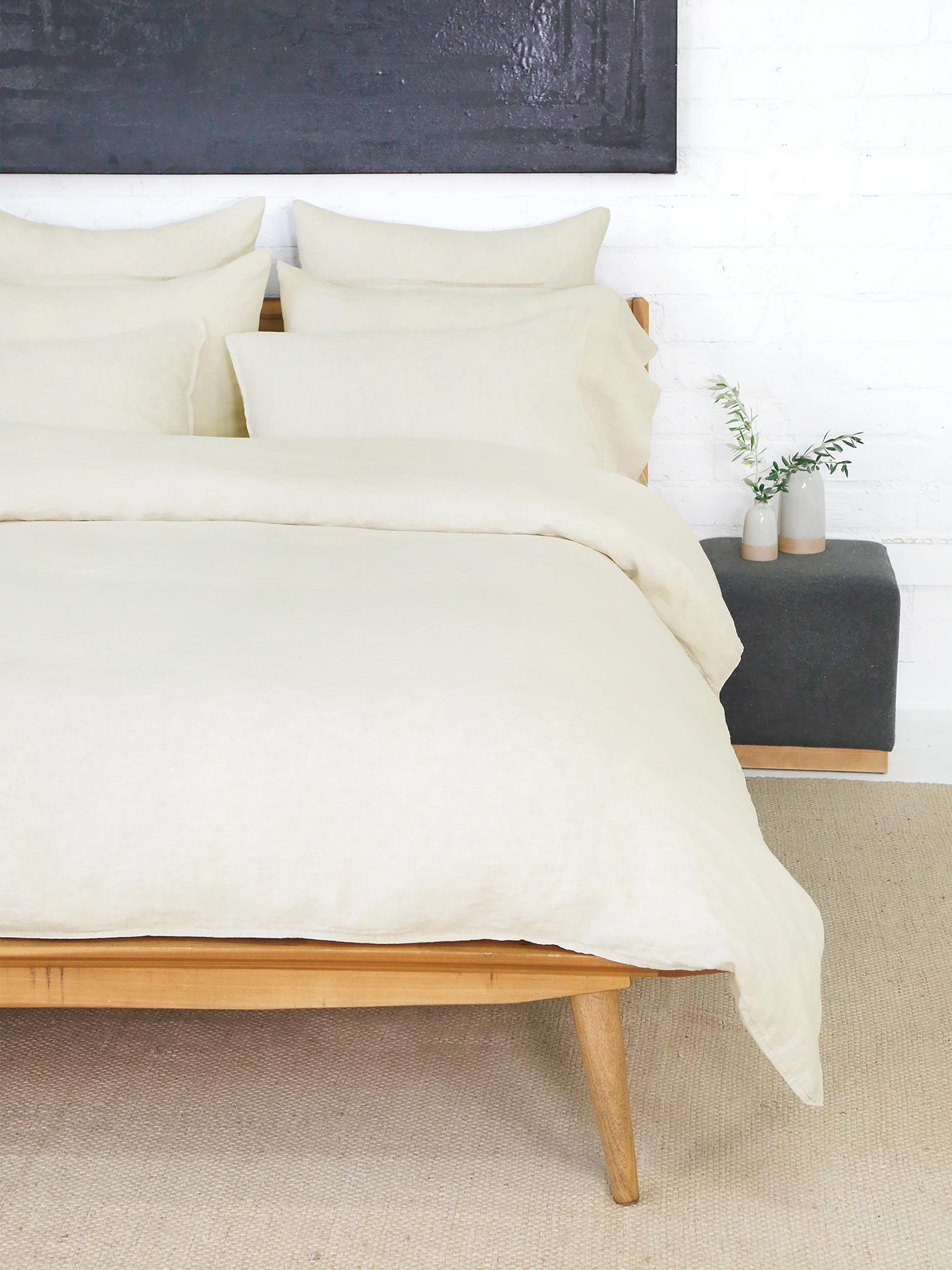 Pom Pom at Home Parker Linen Twin Duvet Cover & Standard Sham Set - Cream Twin