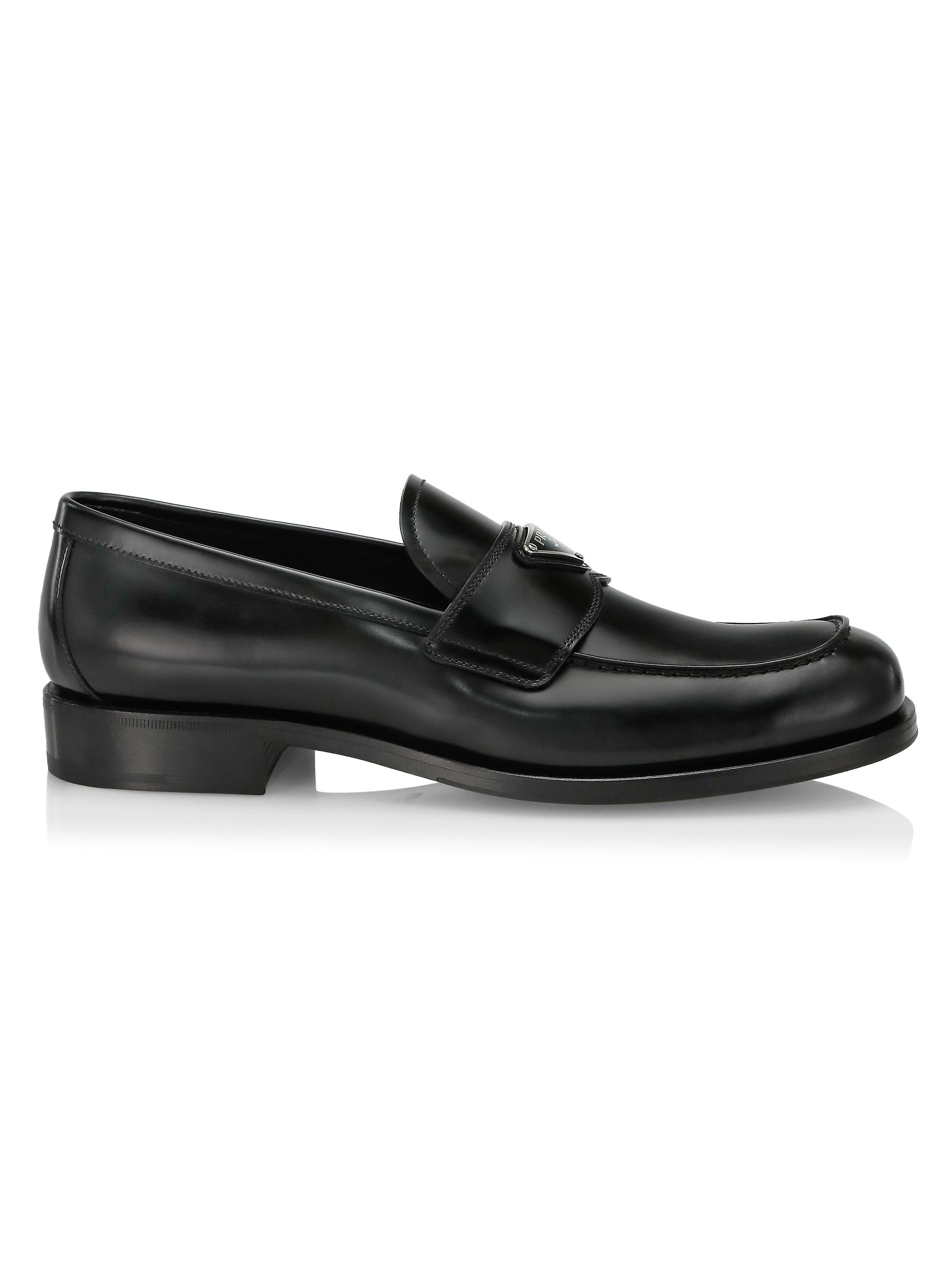 Prada logo plaque loafers - Black