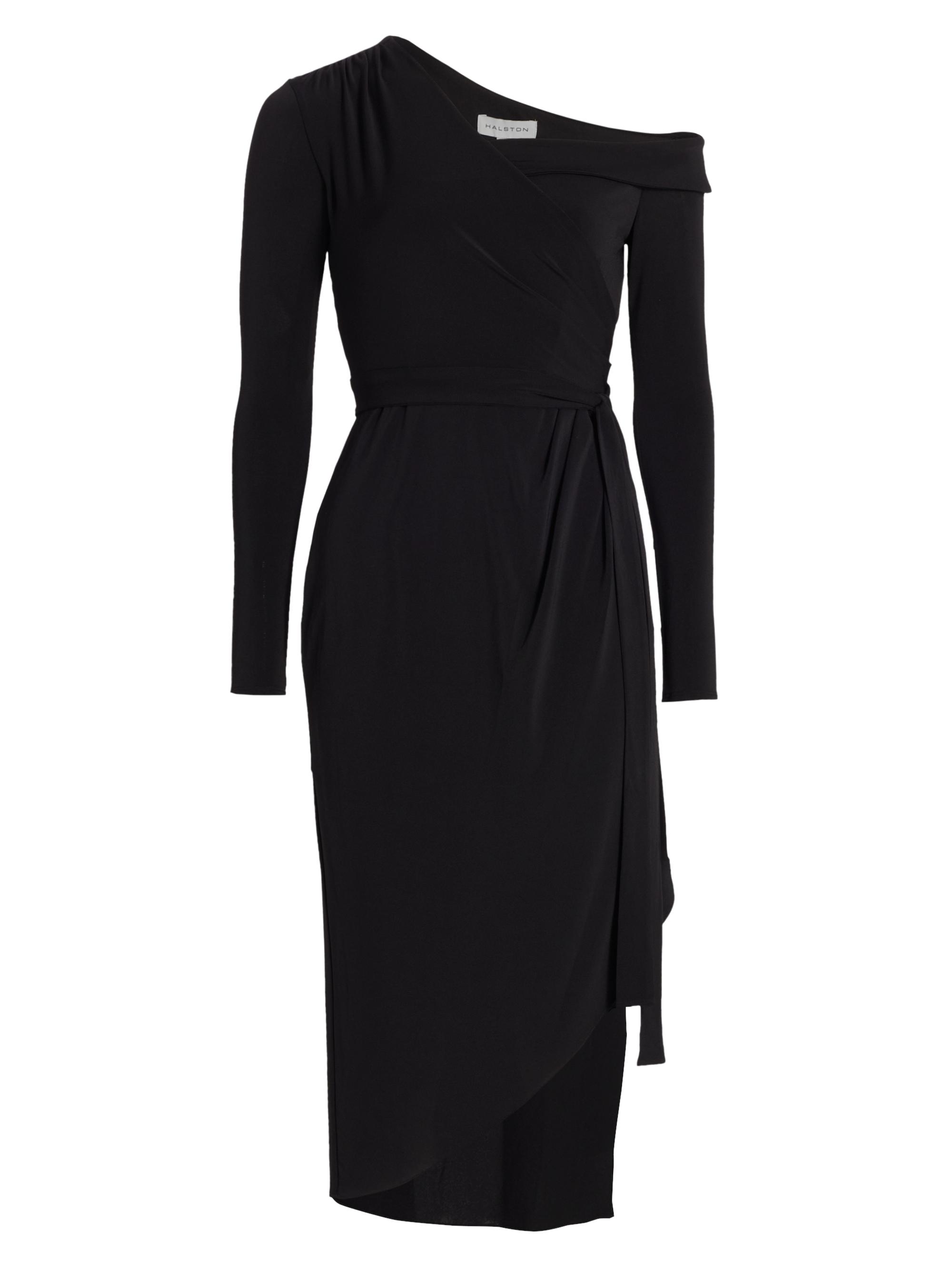 Halston Women's Eden One-Shoulder Jersey Midi-Dress - Jet Black
