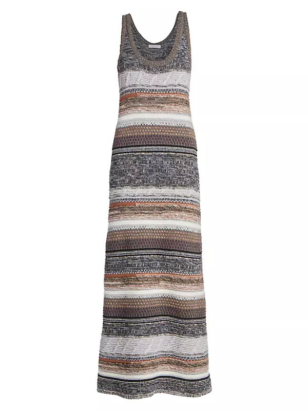 Striped Knit Colorblocked Maxi Dress