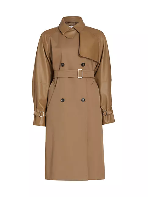 Shop Max Mara Lichene Belted Partial Leather Trench Coat | Saks