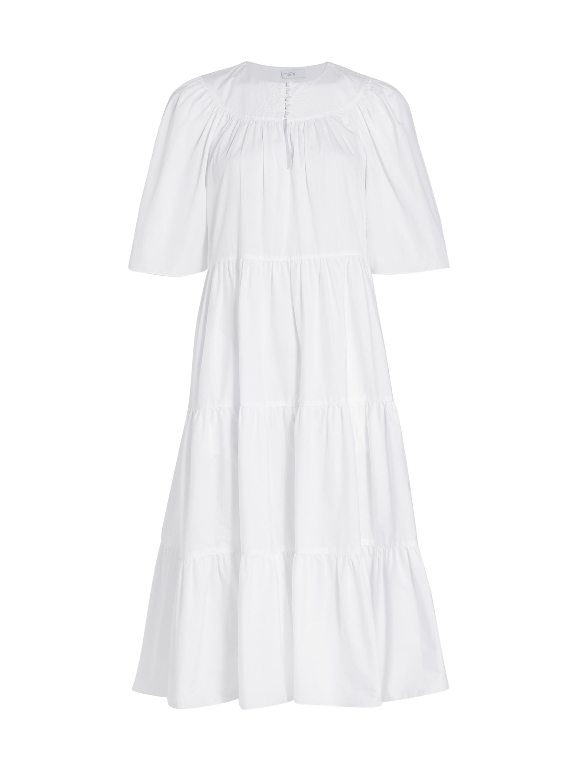 Rosetta Getty Women's Tiered Cotton Dress - White