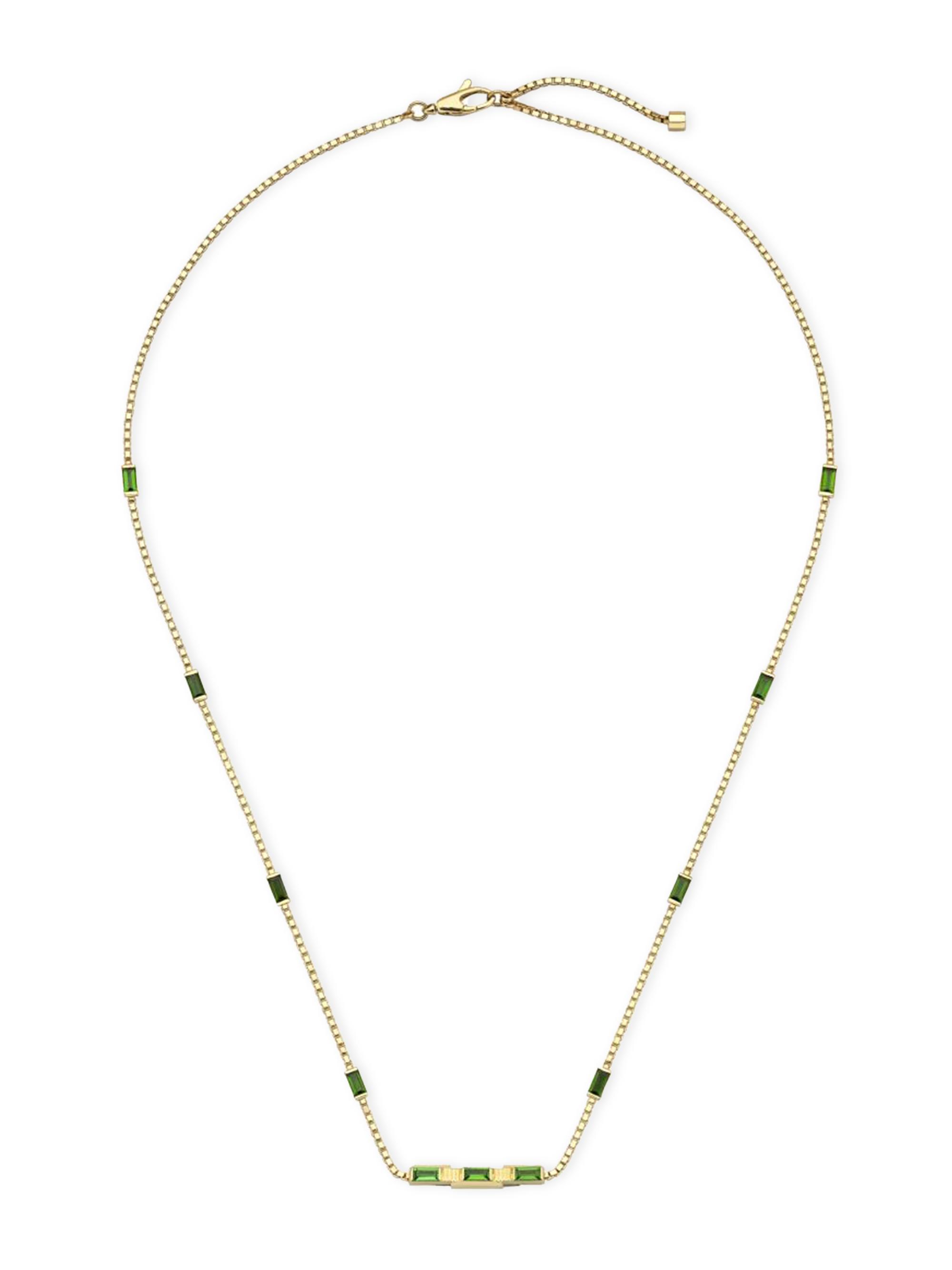 Gucci Women's Link To Love 18K Yellow Gold & Green Tourmaline Bar Pendant Necklace - Gold