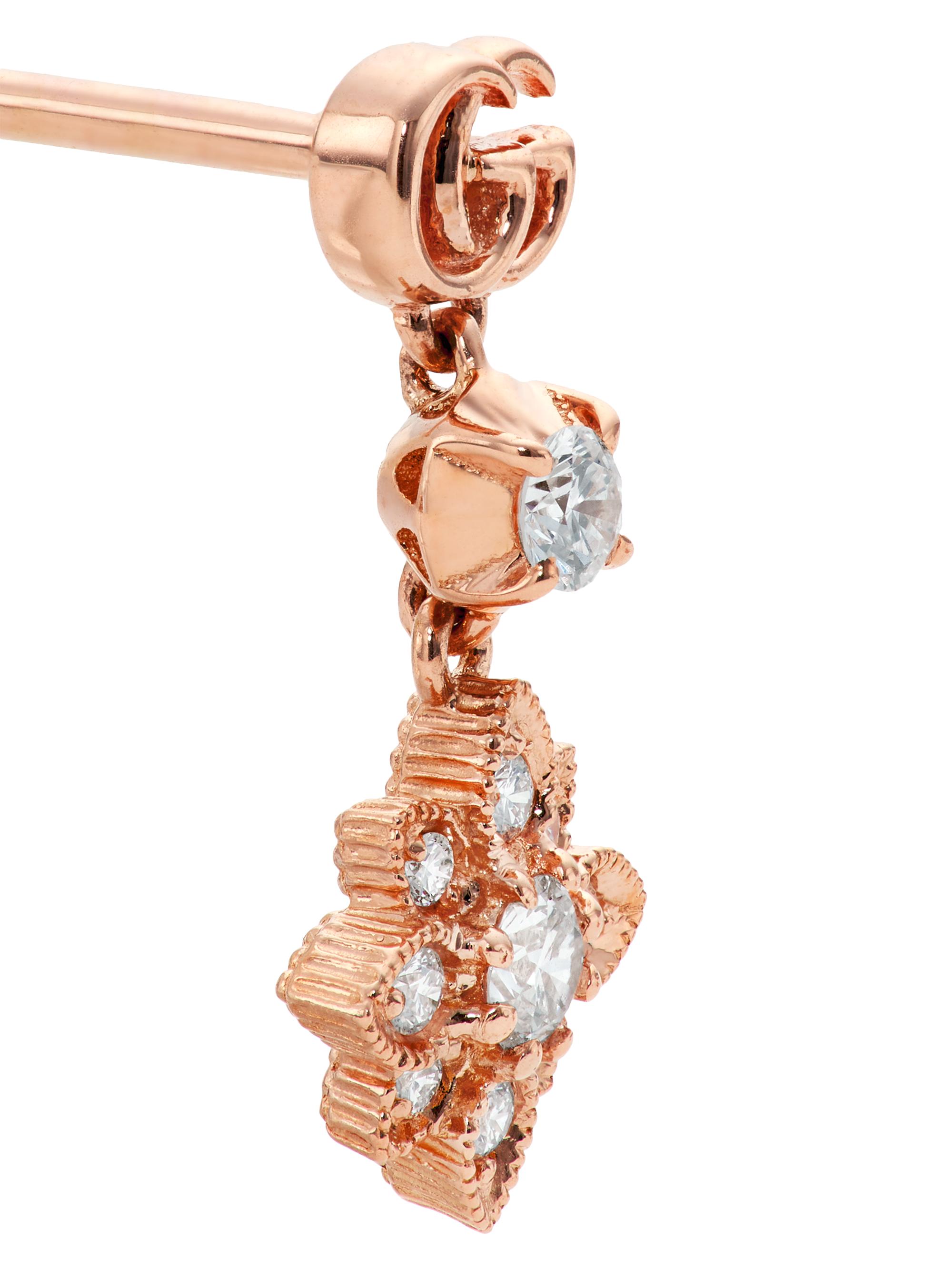 Gucci Gucci Flora 18K Rose Gold & Diamond Drop Earrings | Saks