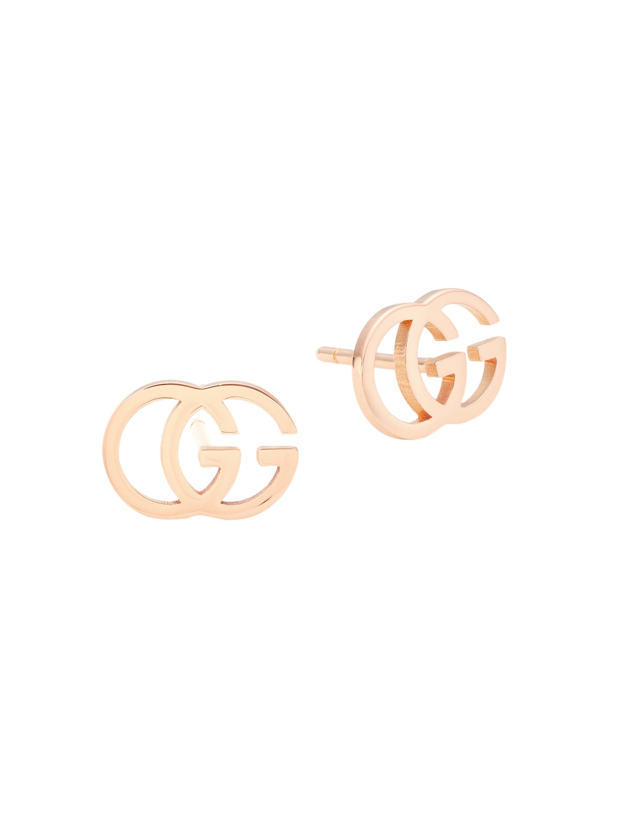 Gucci Women's Running G 18K Rose Gold Stud Earrings - Pink