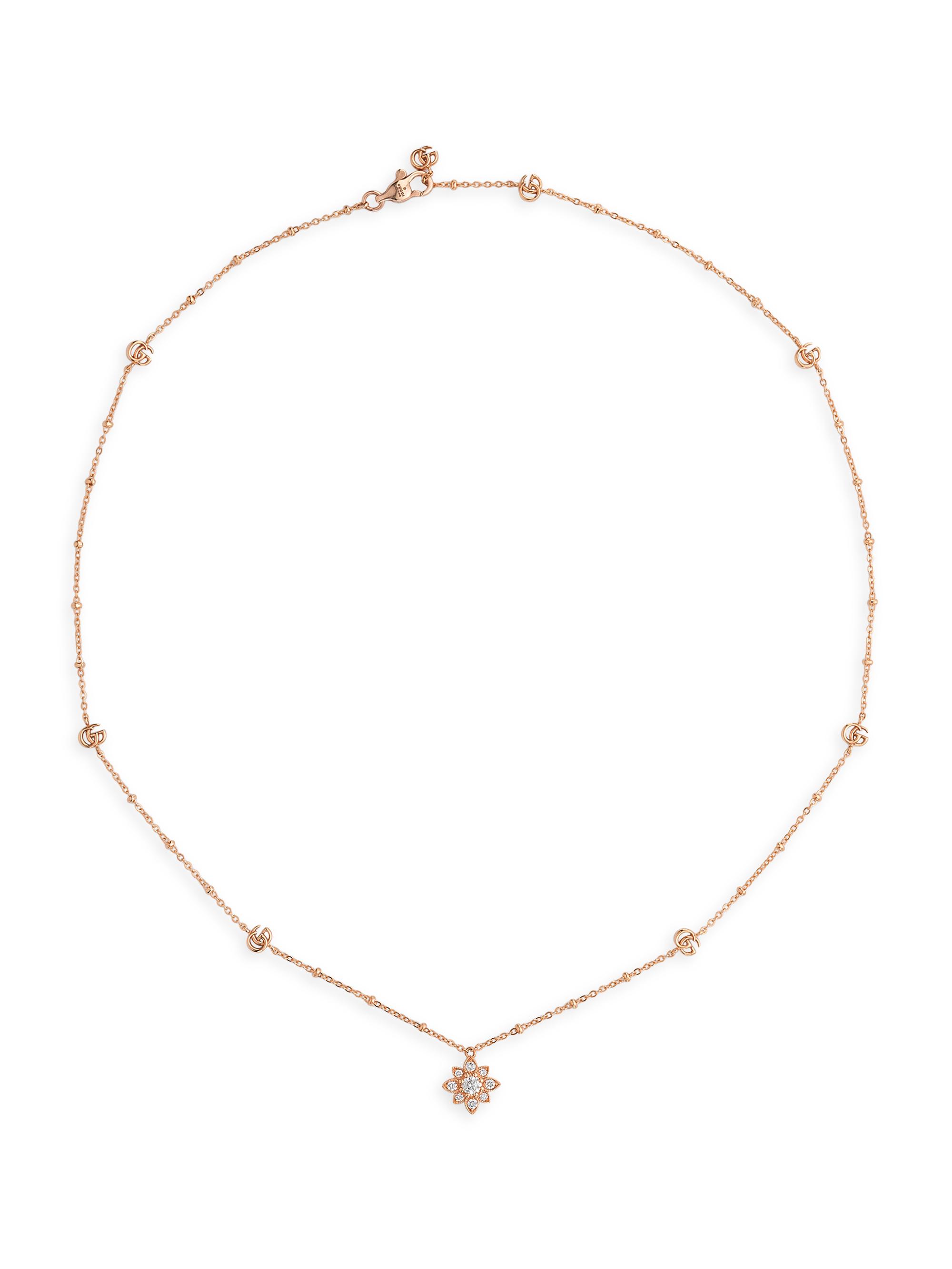 Gucci Women's  Flora 18K Rose Gold & Diamond Pendant Necklace - Rose Gold