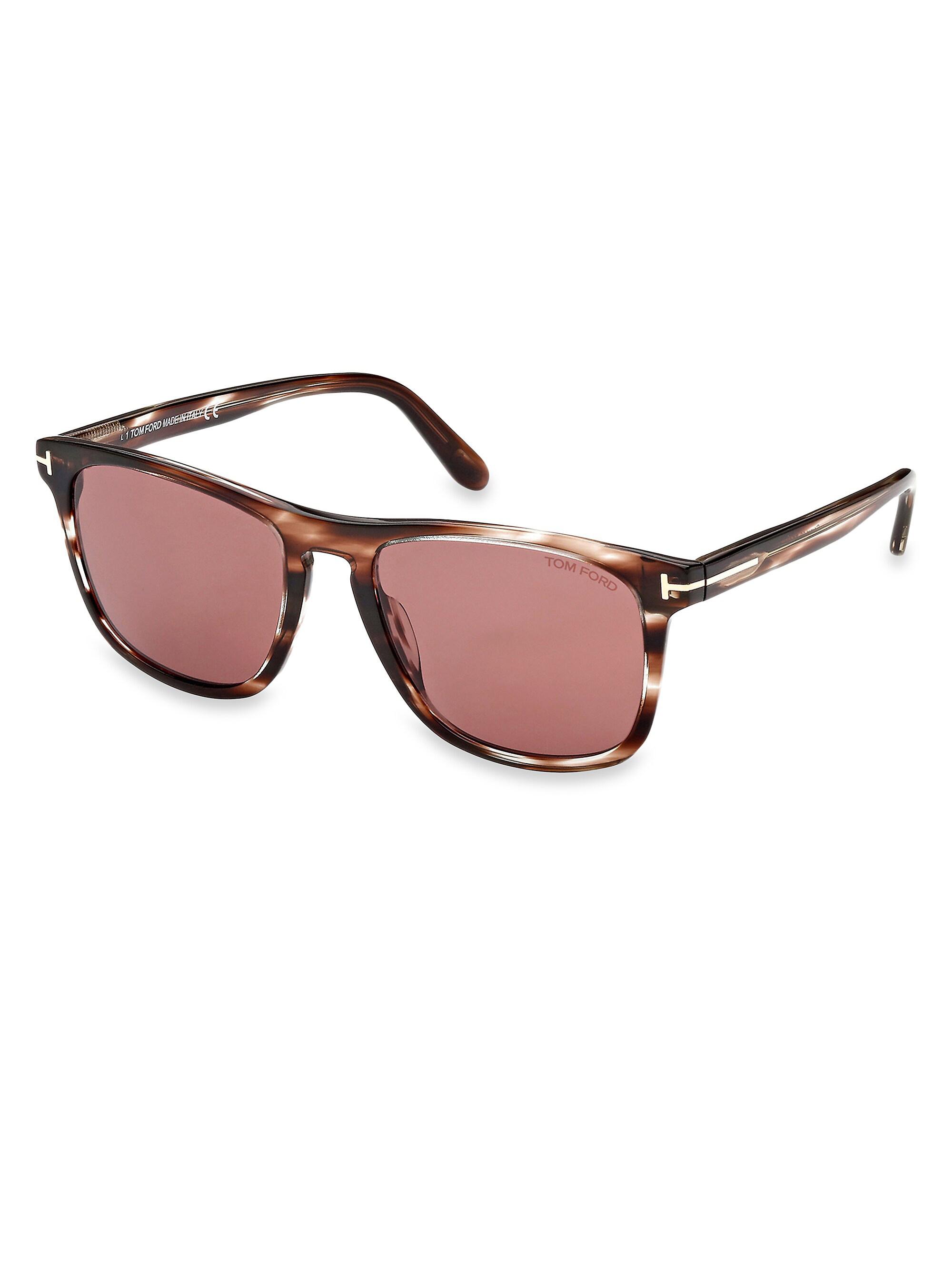 TOM FORD Men's Gerard-02 55MM Square Sunglasses - Shiny Striped