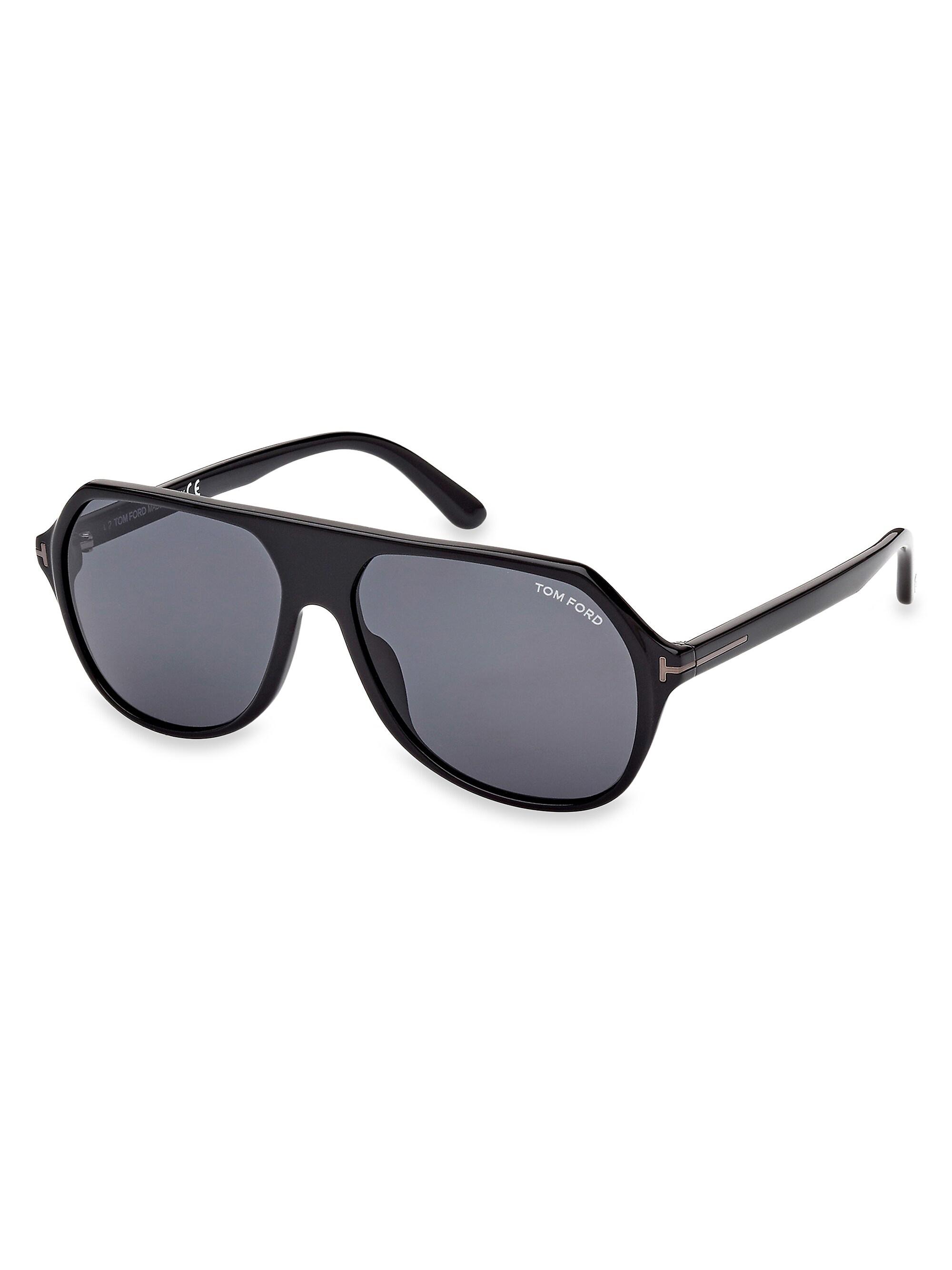 TOM FORD Men's Hayes 62MM Aviator Sunglasses - Shiny Black