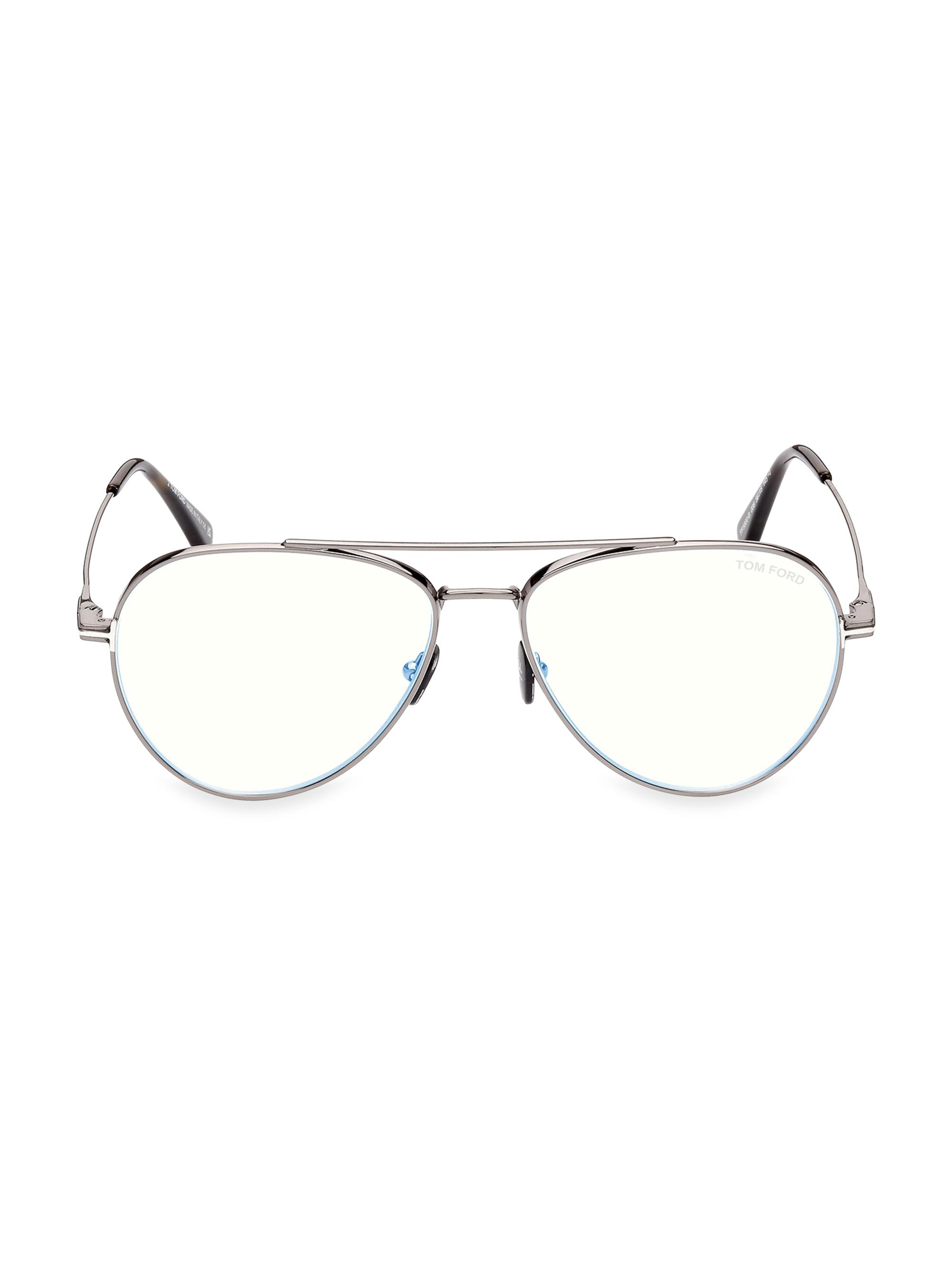 TOM FORD Men's 56MM Aviator Blue Filter Glasses - Dark Gunmetal