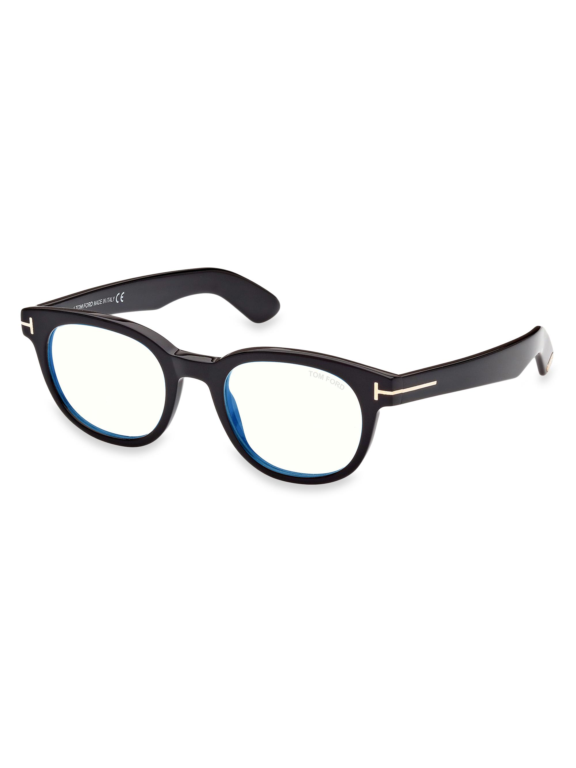 TOM FORD Men's Blue Filter 50MM Oval Blue Block Glasses - Shiny Black