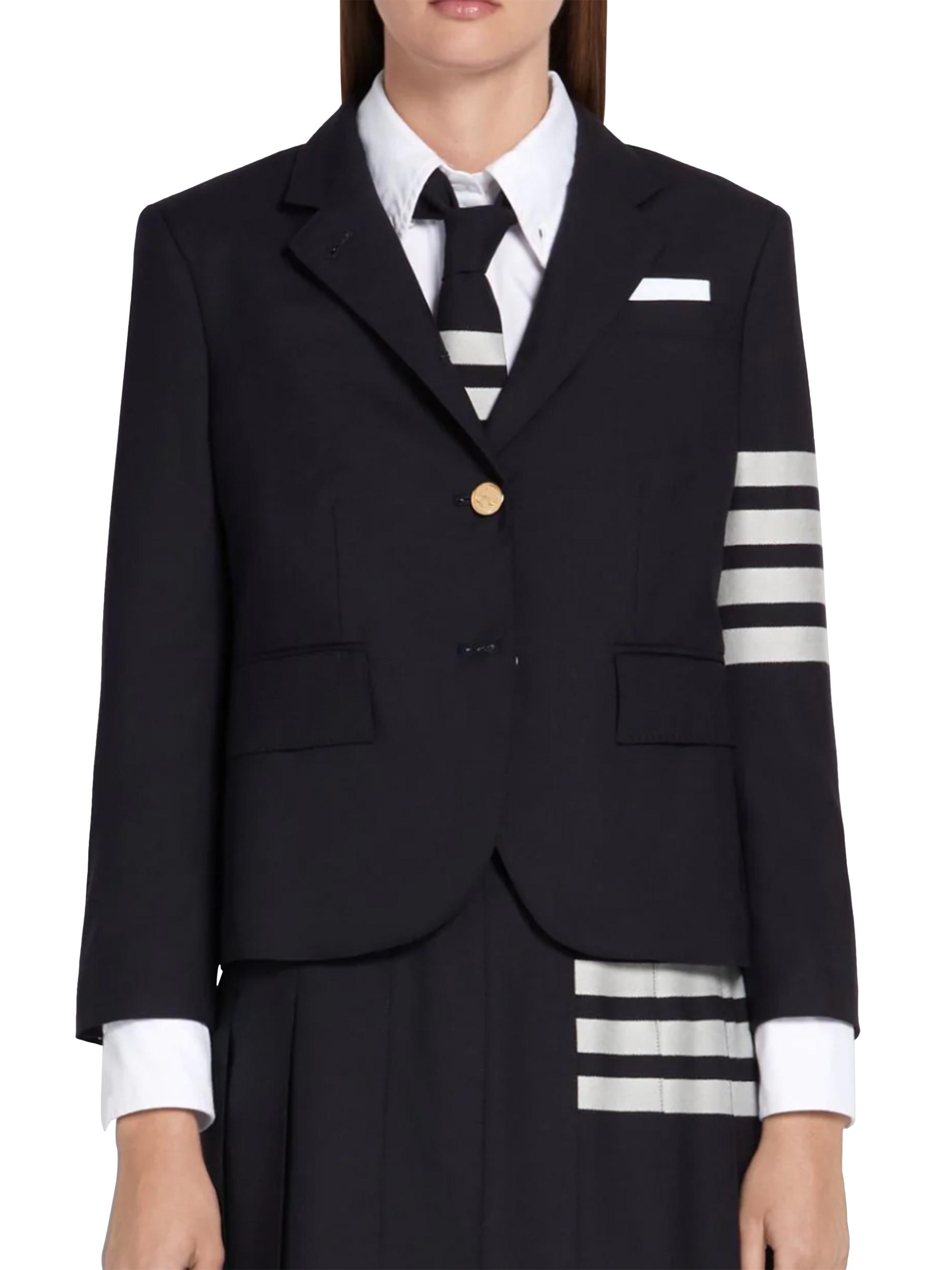 Thom Browne Women's Fit 3 High-Armhole Four-Bar One-Button Jacket - Navy