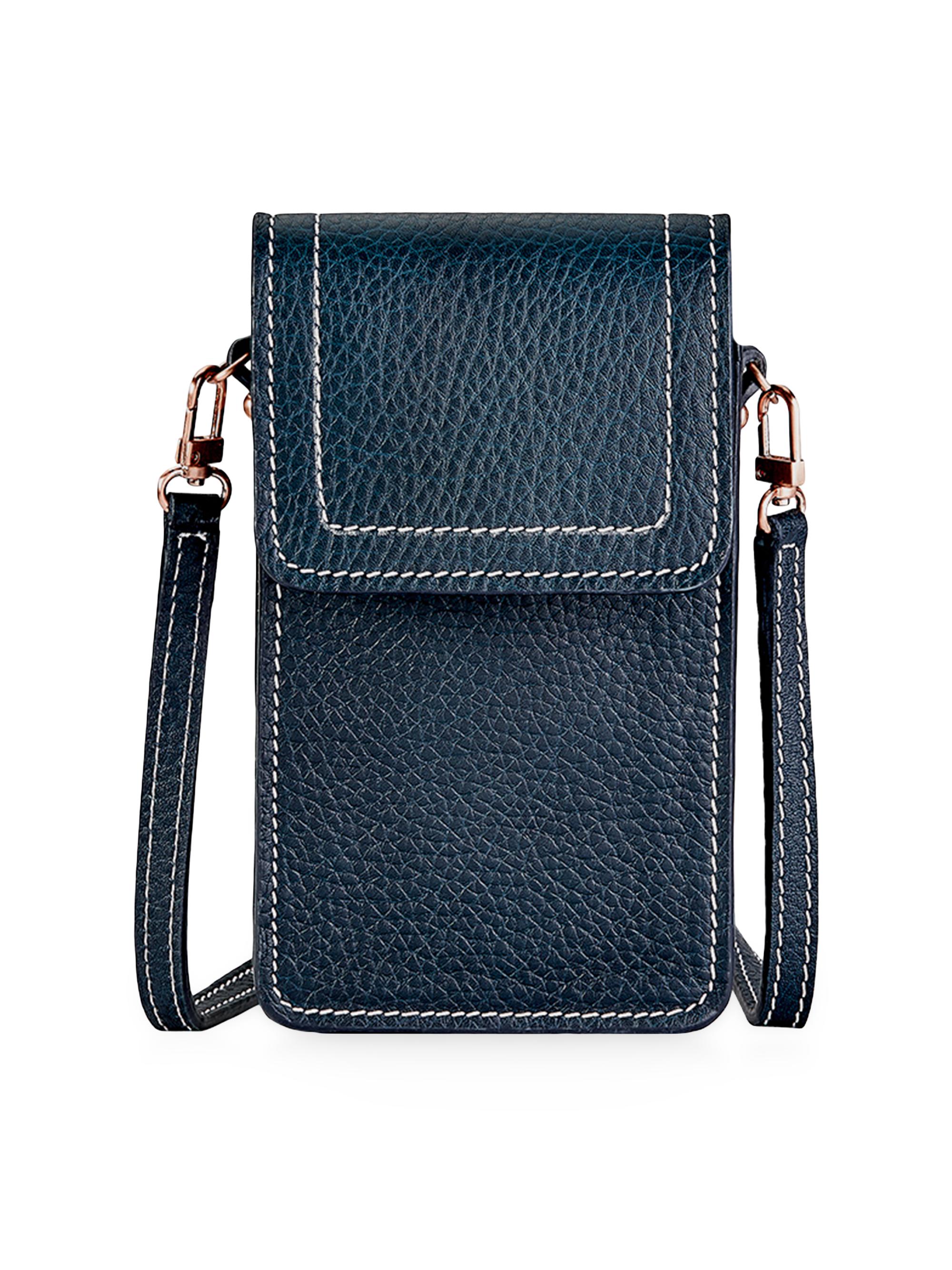 GiGi New York Women's Liv Leather Phone Crossbody Bag - Navy