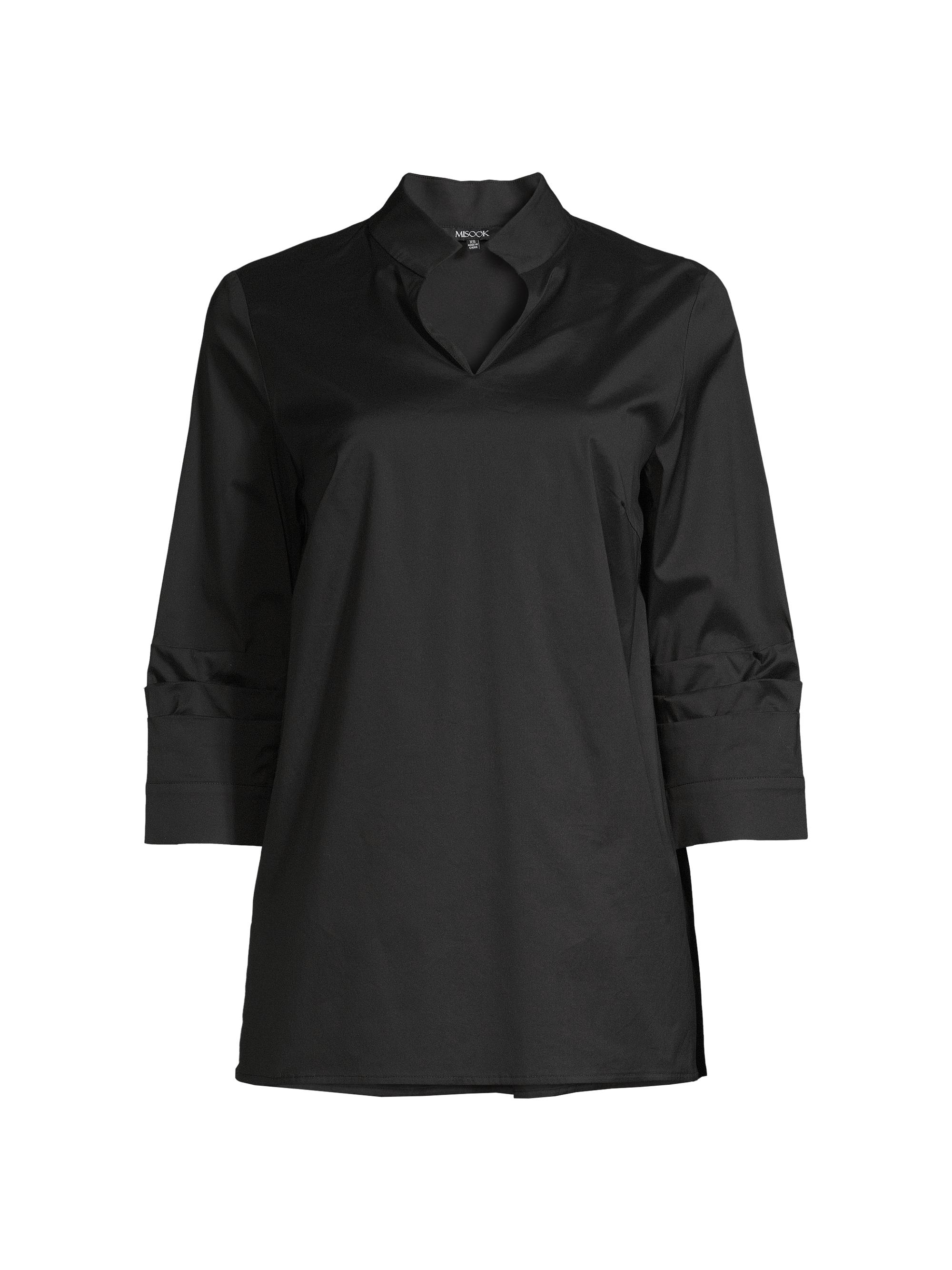 Misook Women's Ruched Sleeve Tunic - Black
