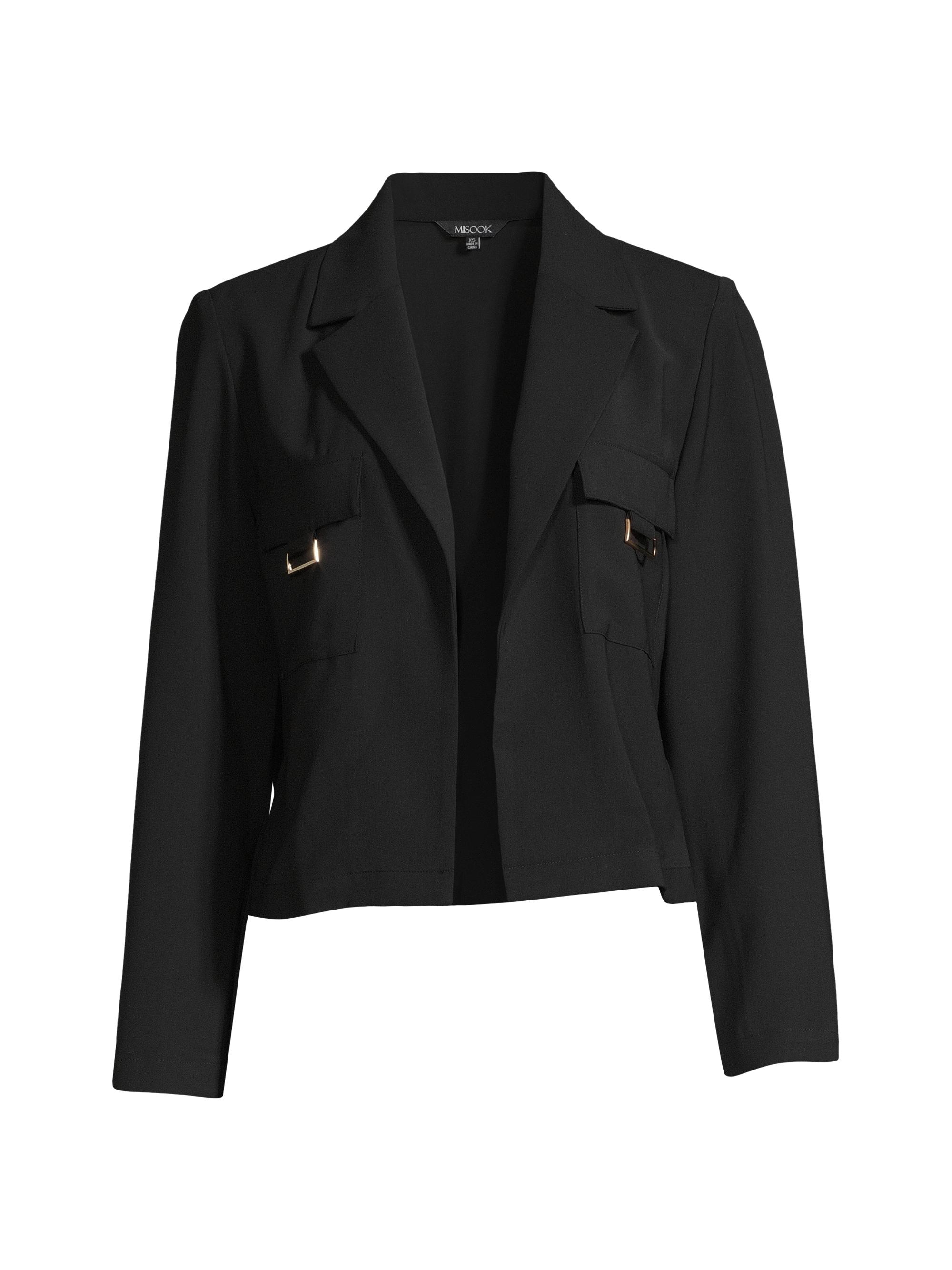 Misook Women's Crepe Cropped Blazer - Black