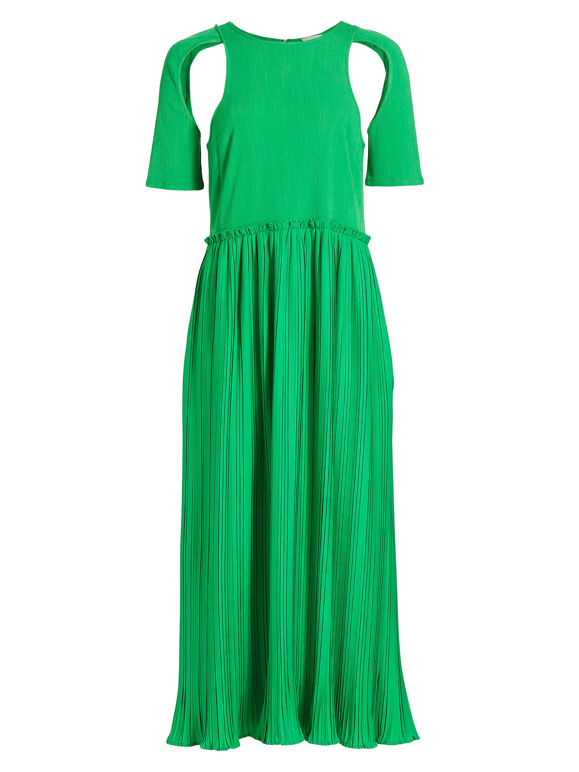 Deveaux New York Women's Adina Pleated Shoulder Cut Out Midi-Dress - Green