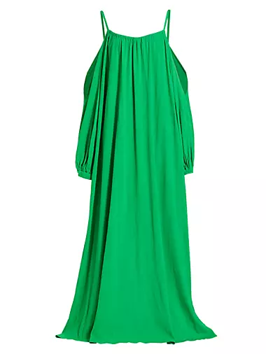 Paloma Exposed-Shoulder & Puff-Sleeve Maxi Dress