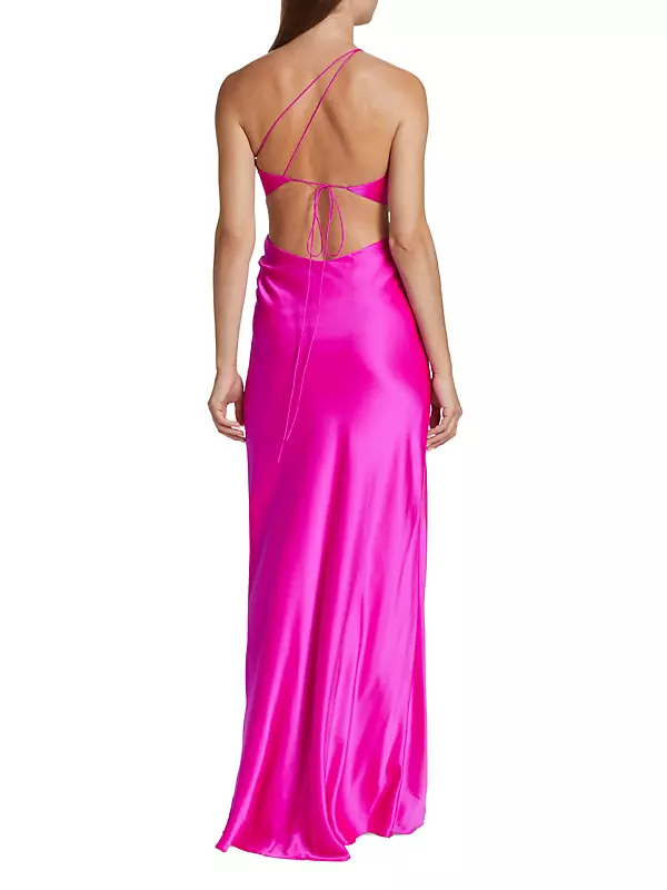 One-shoulder silk gown in pink - The Sei