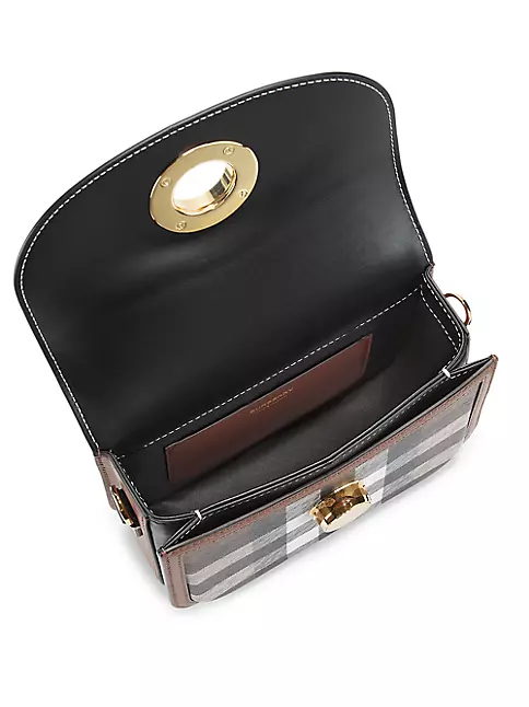 Burberry Black Vintage Check Coated Canvas Handbag Small