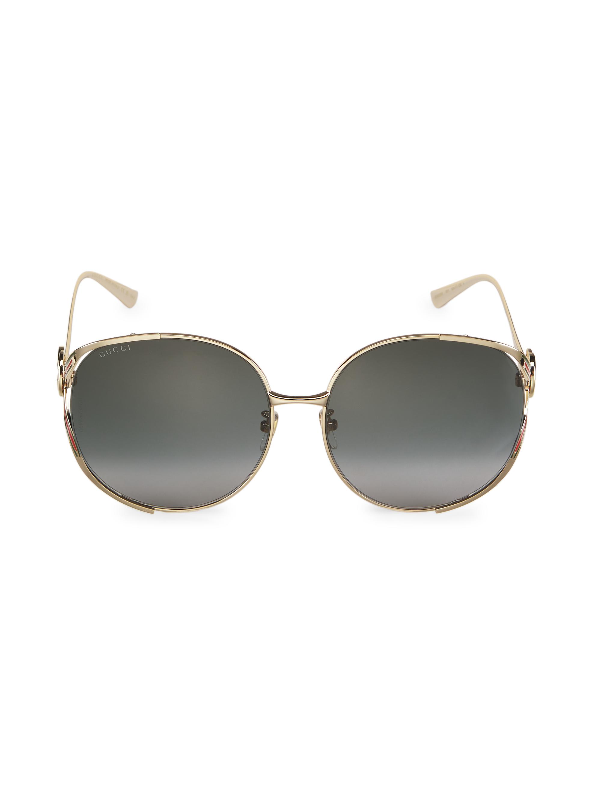 Gucci Women's 63MM Round Sunglasses - Gold Grey