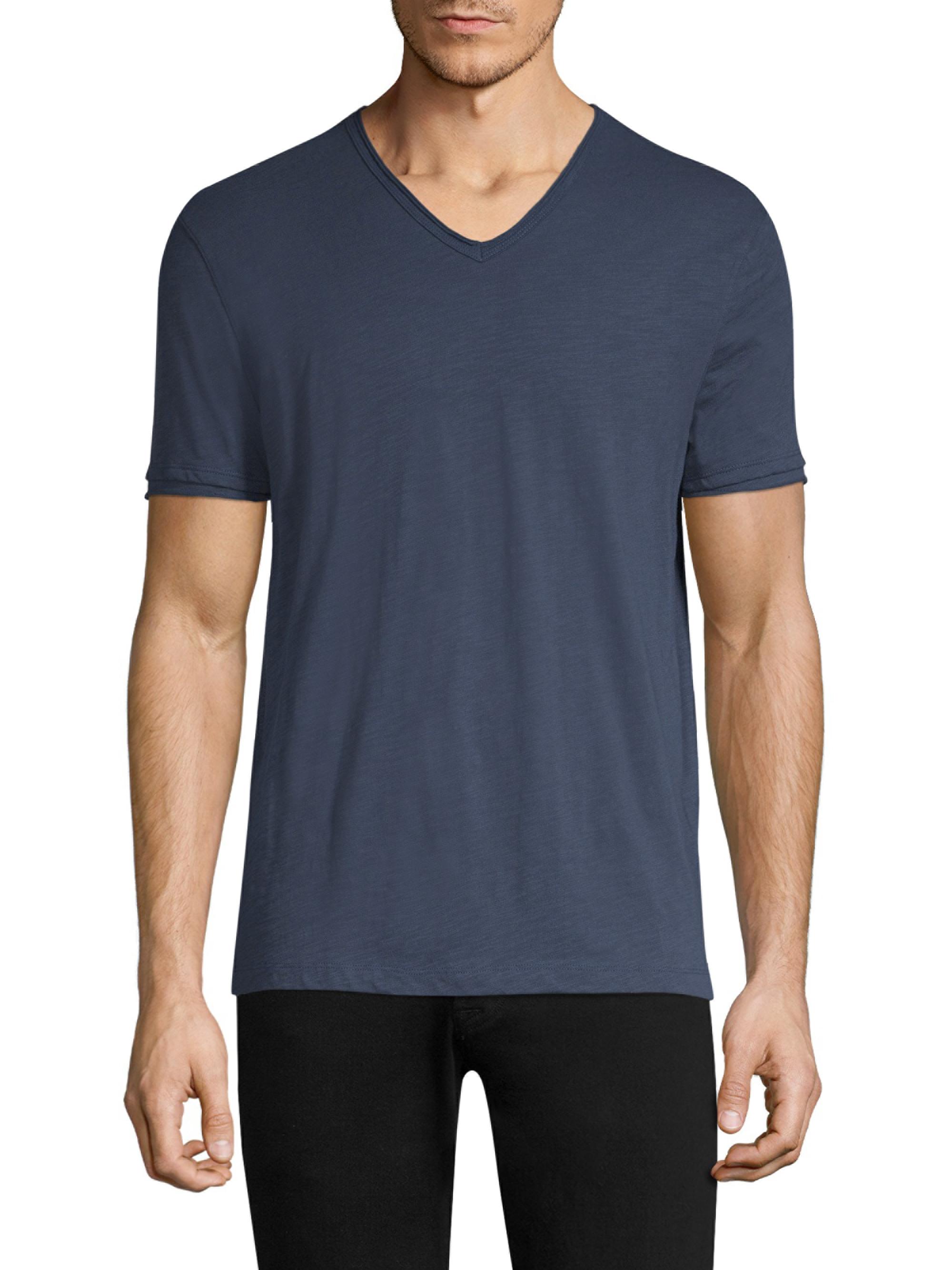 John Varvatos Men's Raw-Edged Cotton T-Shirt - Oiled Blue