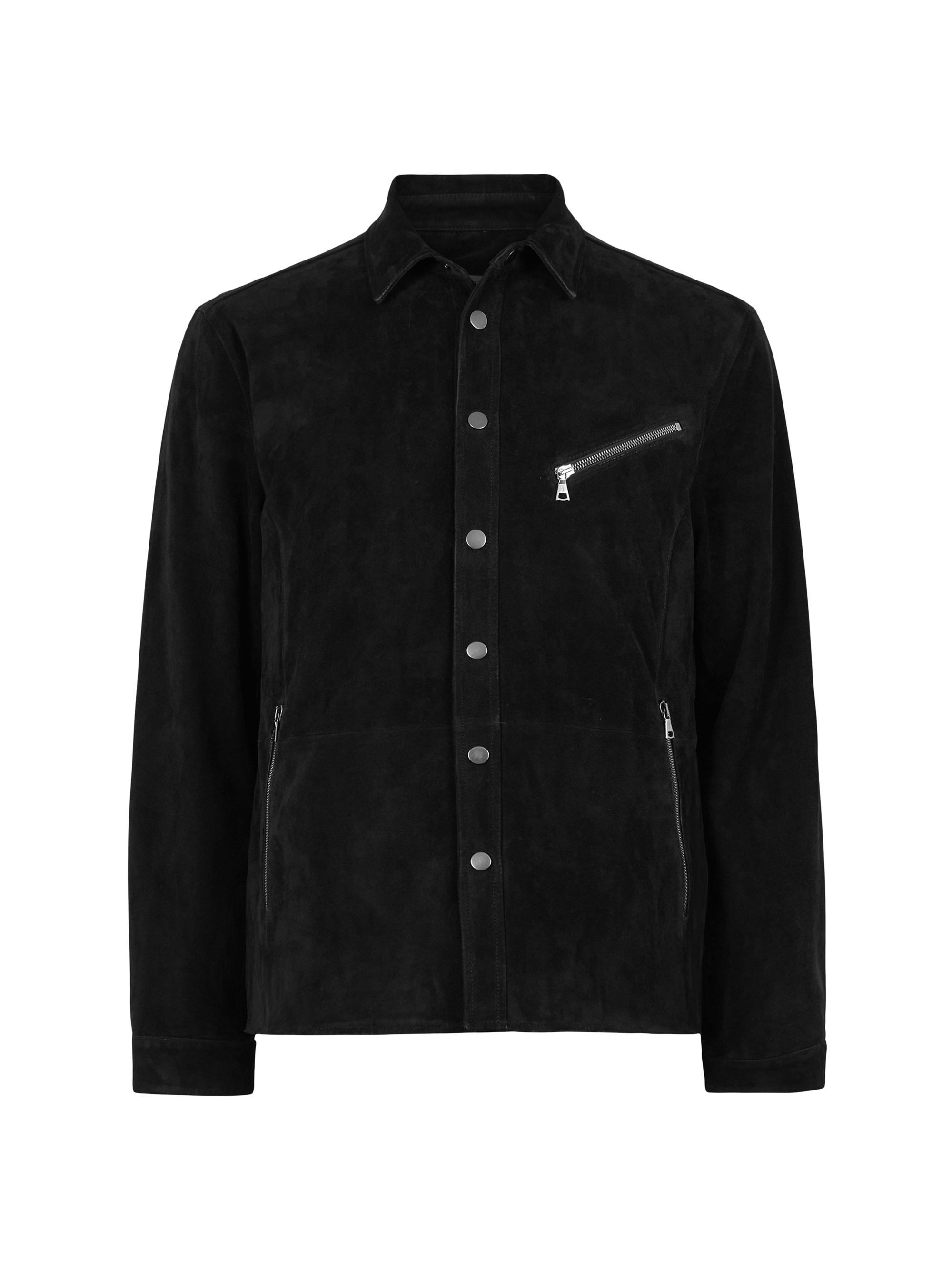John Varvatos Men's Snap Suede Shirt Jacket - Black