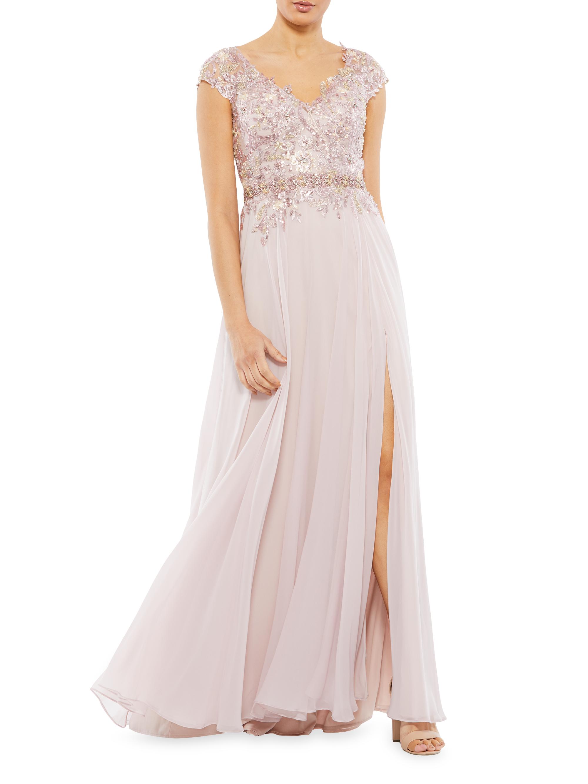 Mac Duggal Women's Embellished Chiffon Cap-Sleeve Gown - Rose