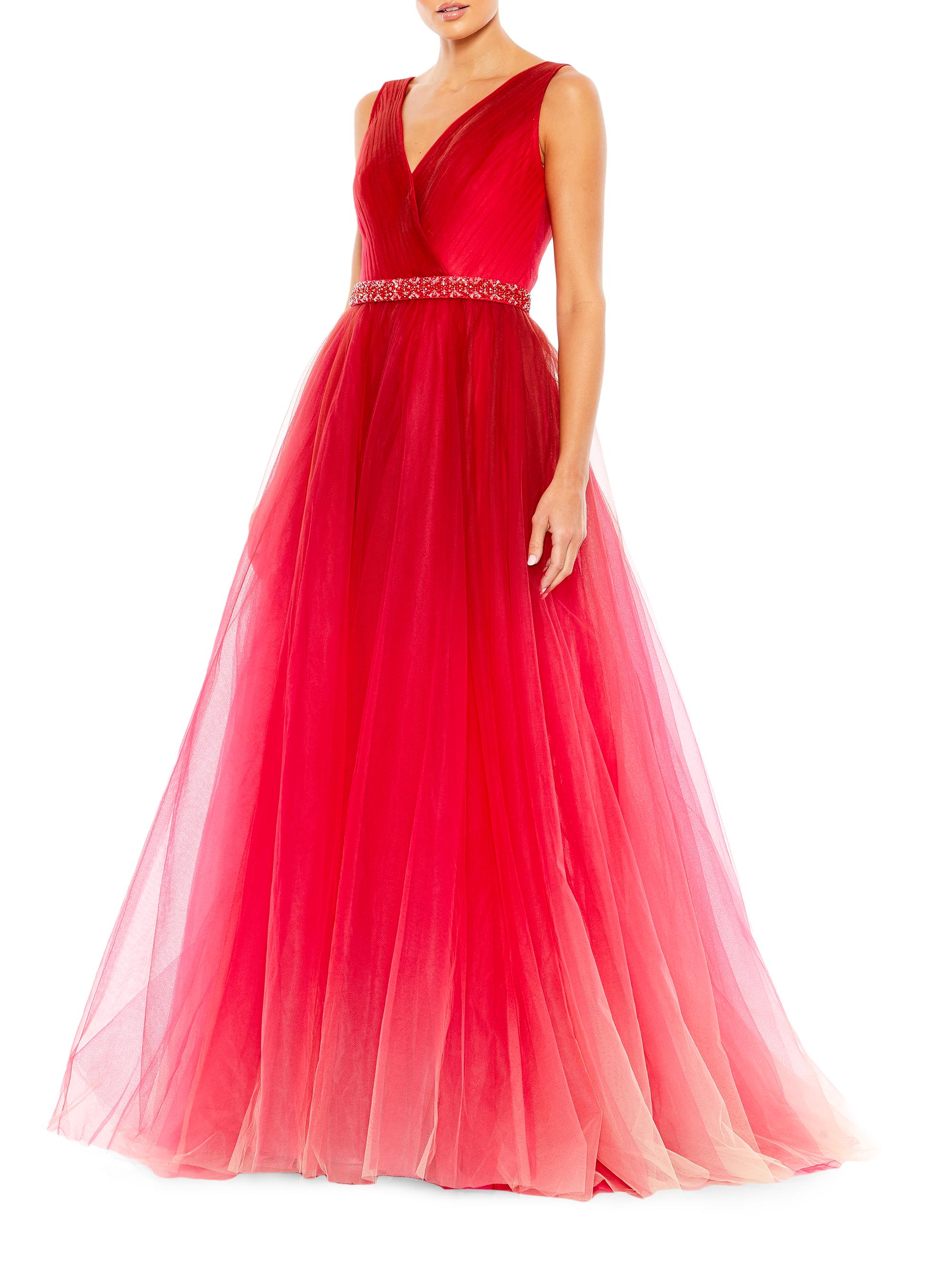 Mac Duggal Women's Ombré Tulle Gown - Red Ombre