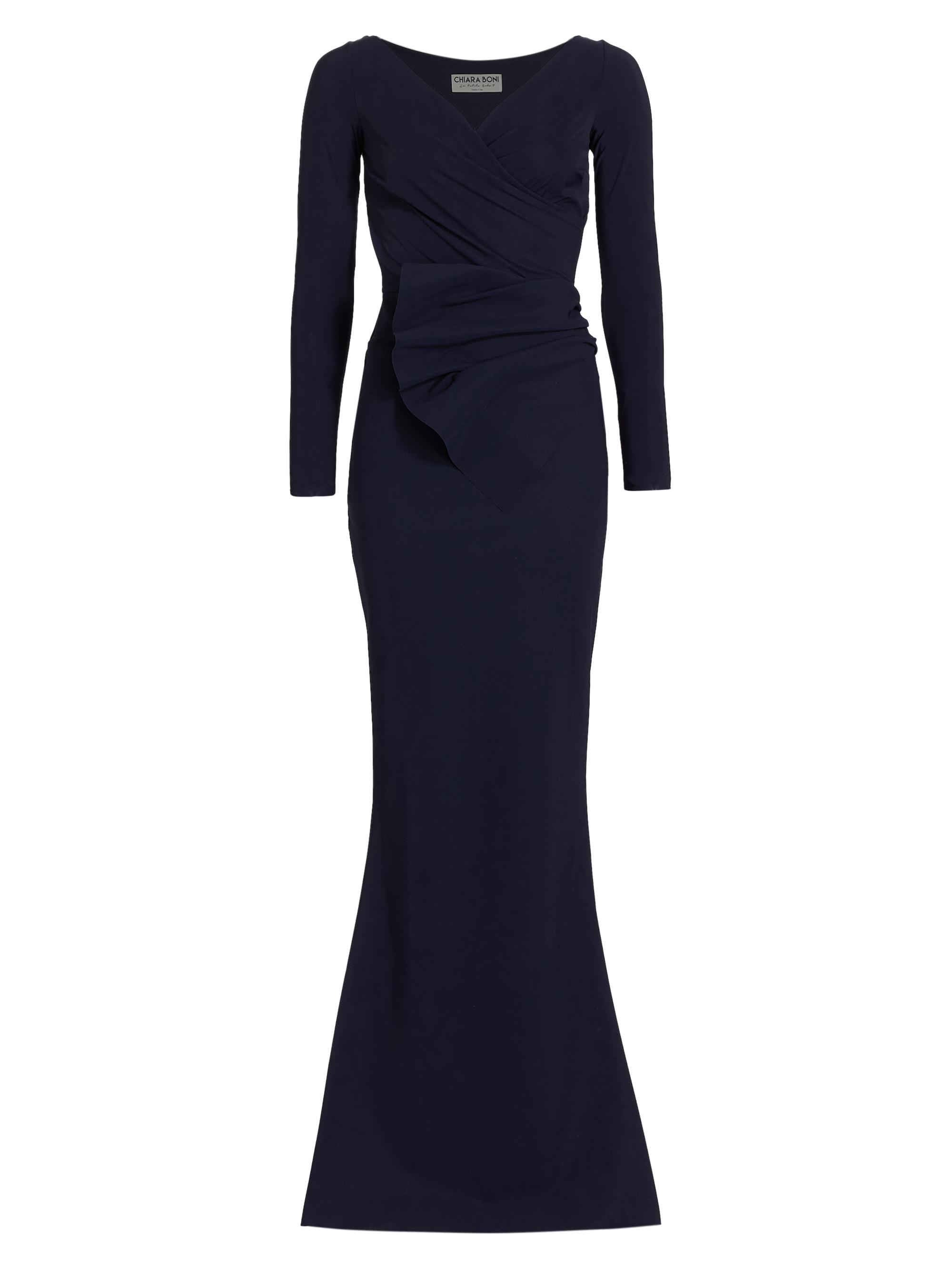 Chiara Boni La Petite Robe Women's Kaya Long-Sleeve Mermaid Gown - Blue Notte