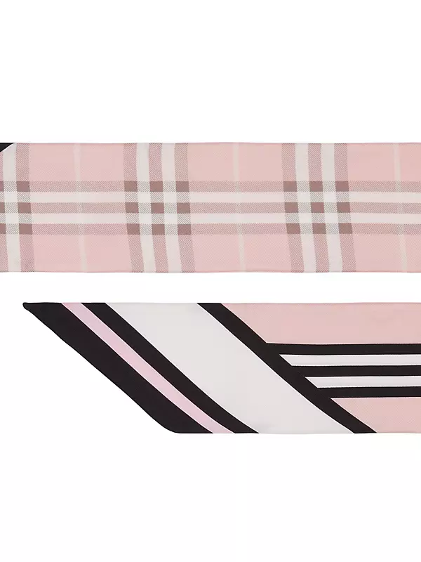 Burberry Tb-monogram And Striped Silk-twill Scarf - Pink Multi - ShopStyle  Scarves & Wraps