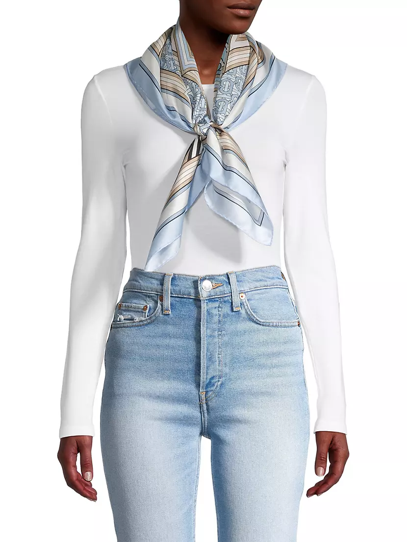 Monogram silk scarf blouse creme
