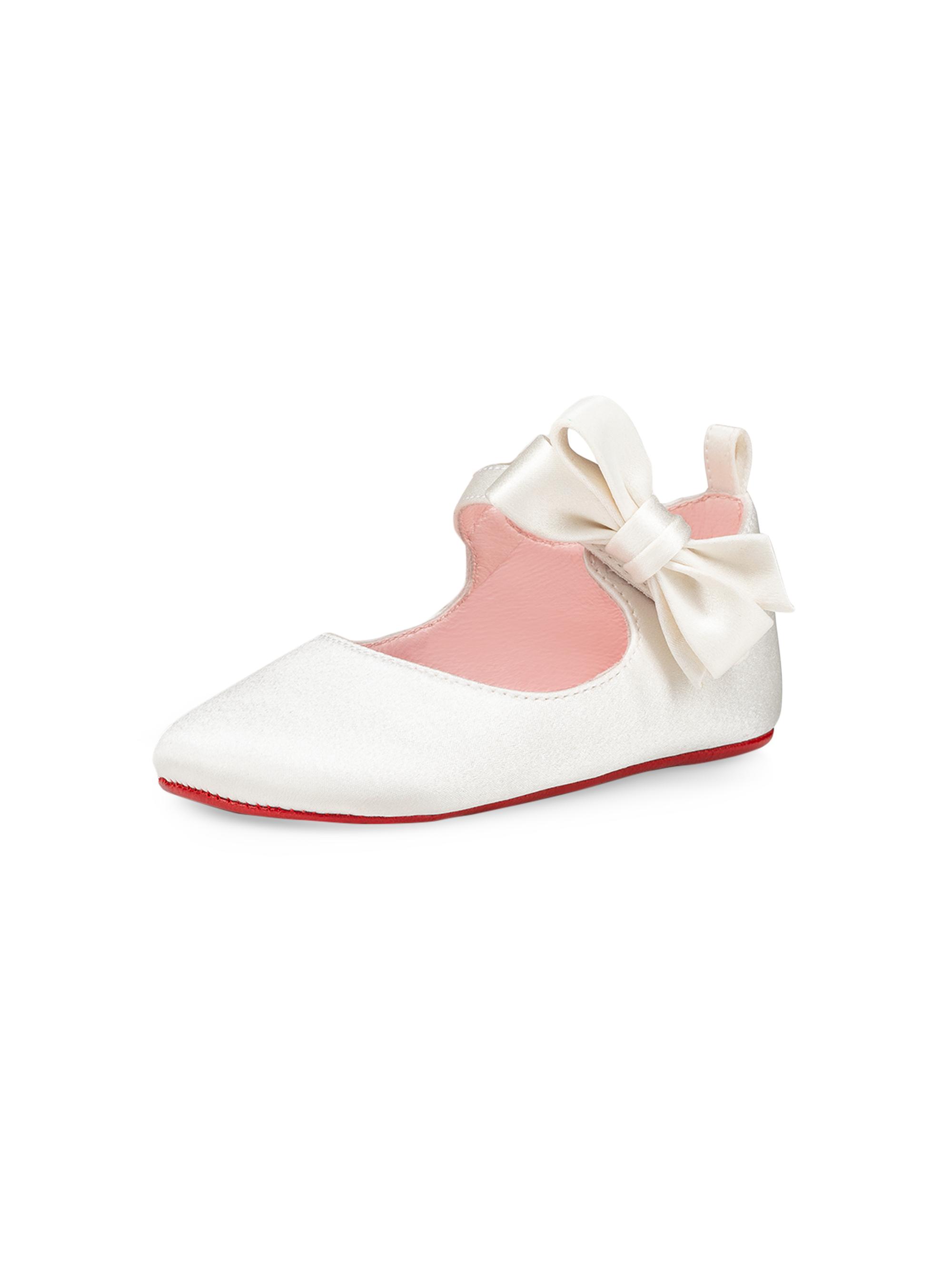 Christian Louboutin Baby Girl's Lou Babe Satin Crepe Flats - White 2 (Baby)