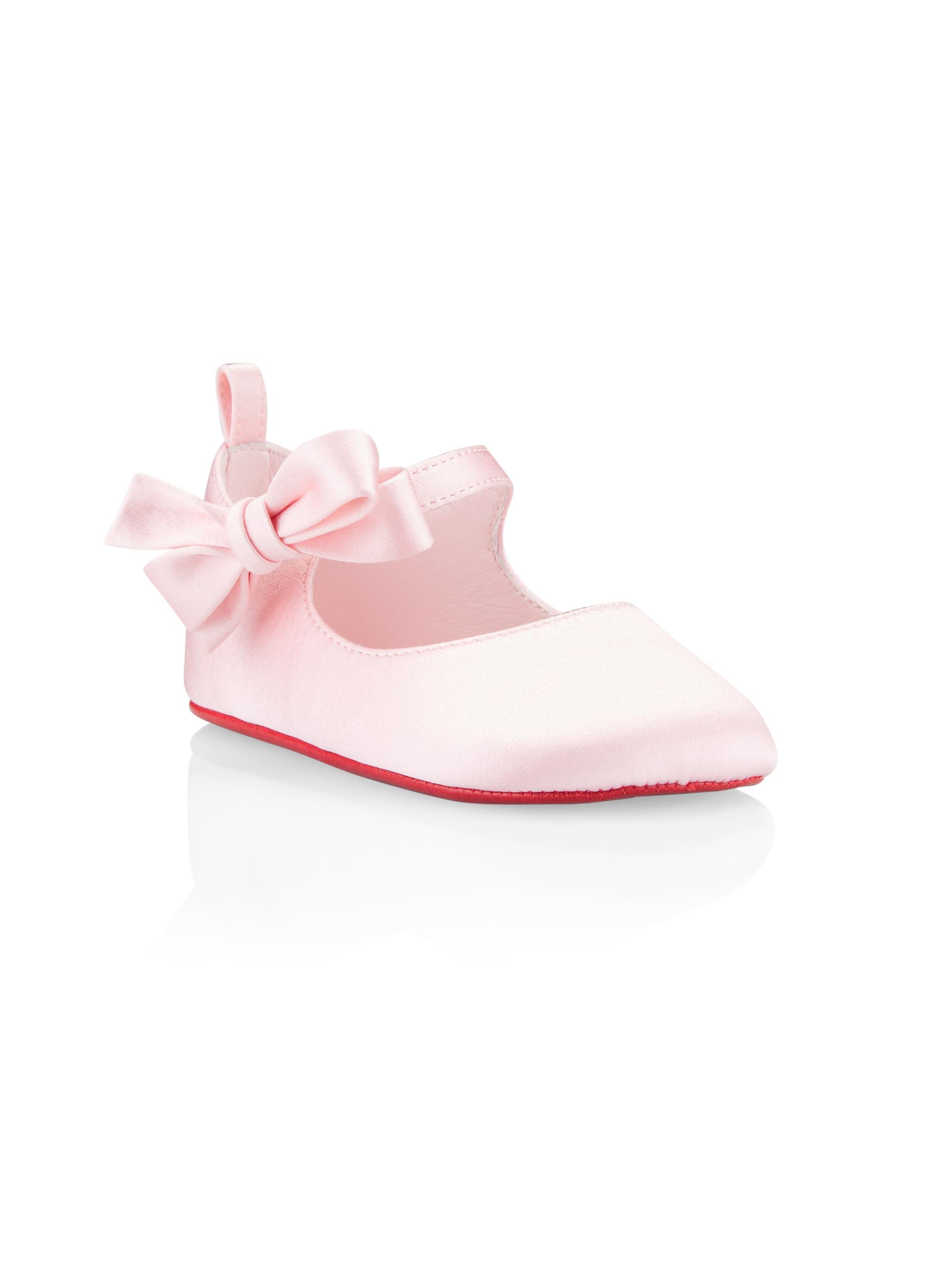 Christian Louboutin Baby Girl's Lou Babe Satin Crepe Flats - Pink 3 (Baby)