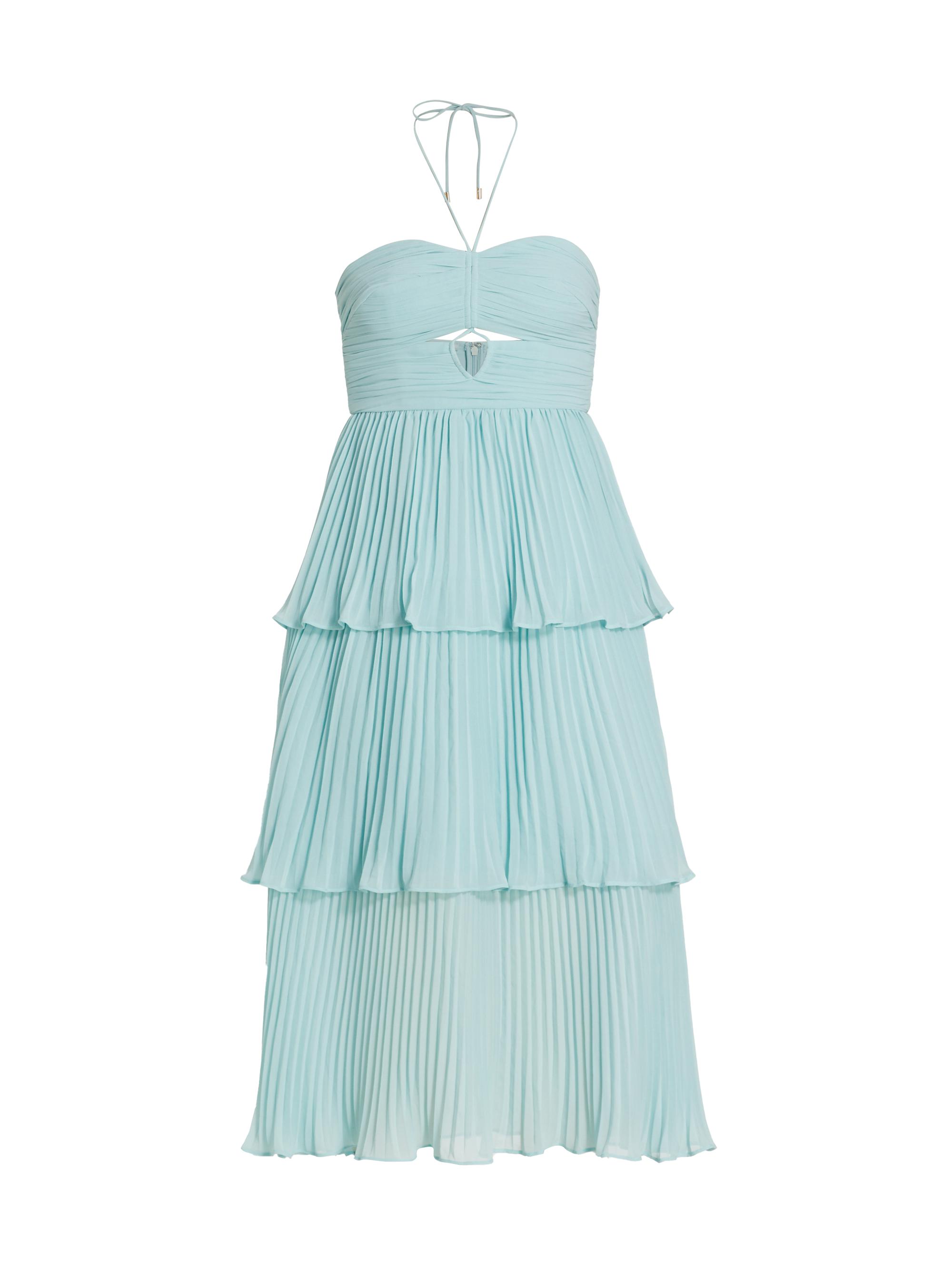 Self-Portrait Women's Pleated Chiffon Midi-Dress - Light Blue
