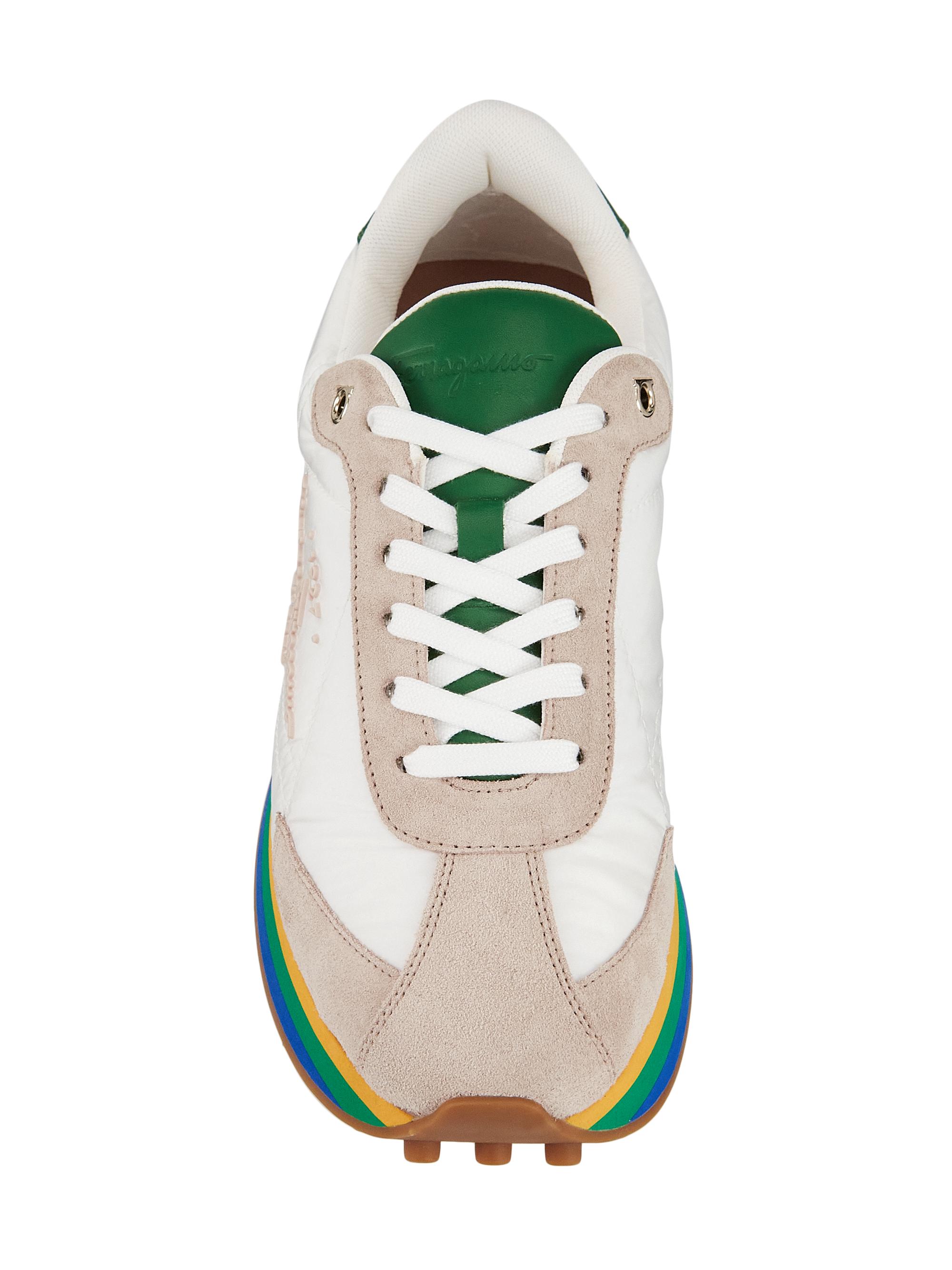 Shop FERRAGAMO Iggy Mixed Media Sneakers | Saks Fifth Avenue