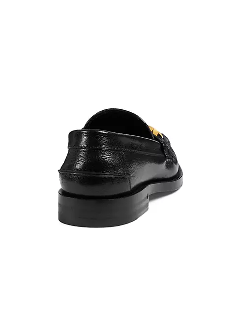 Men's Black Leather Slip on Gold Buckle Dress Shoes -  Canada