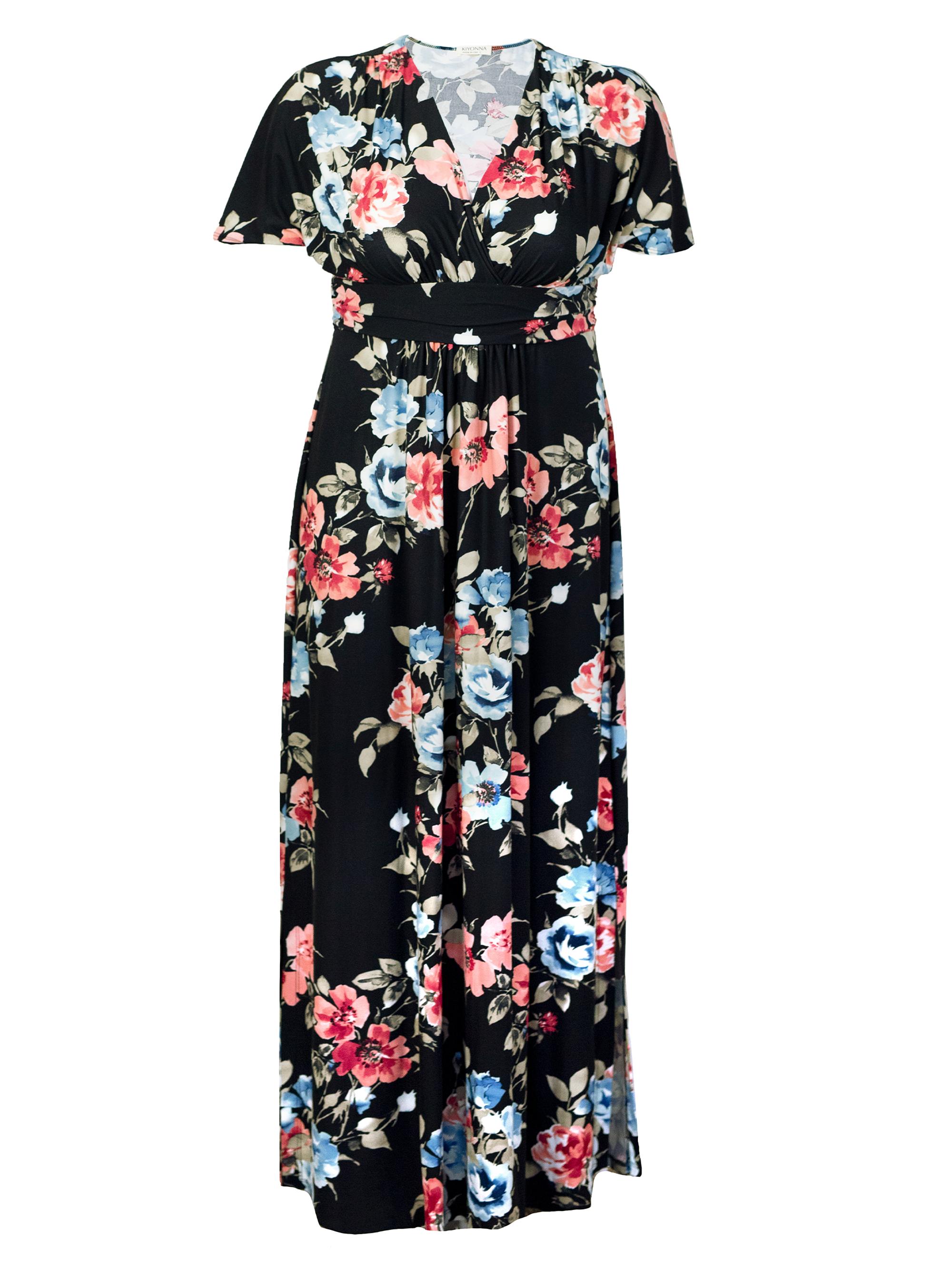 Kiyonna Women's Vienna Floral Jersey Maxi Dress - Moody Meadows