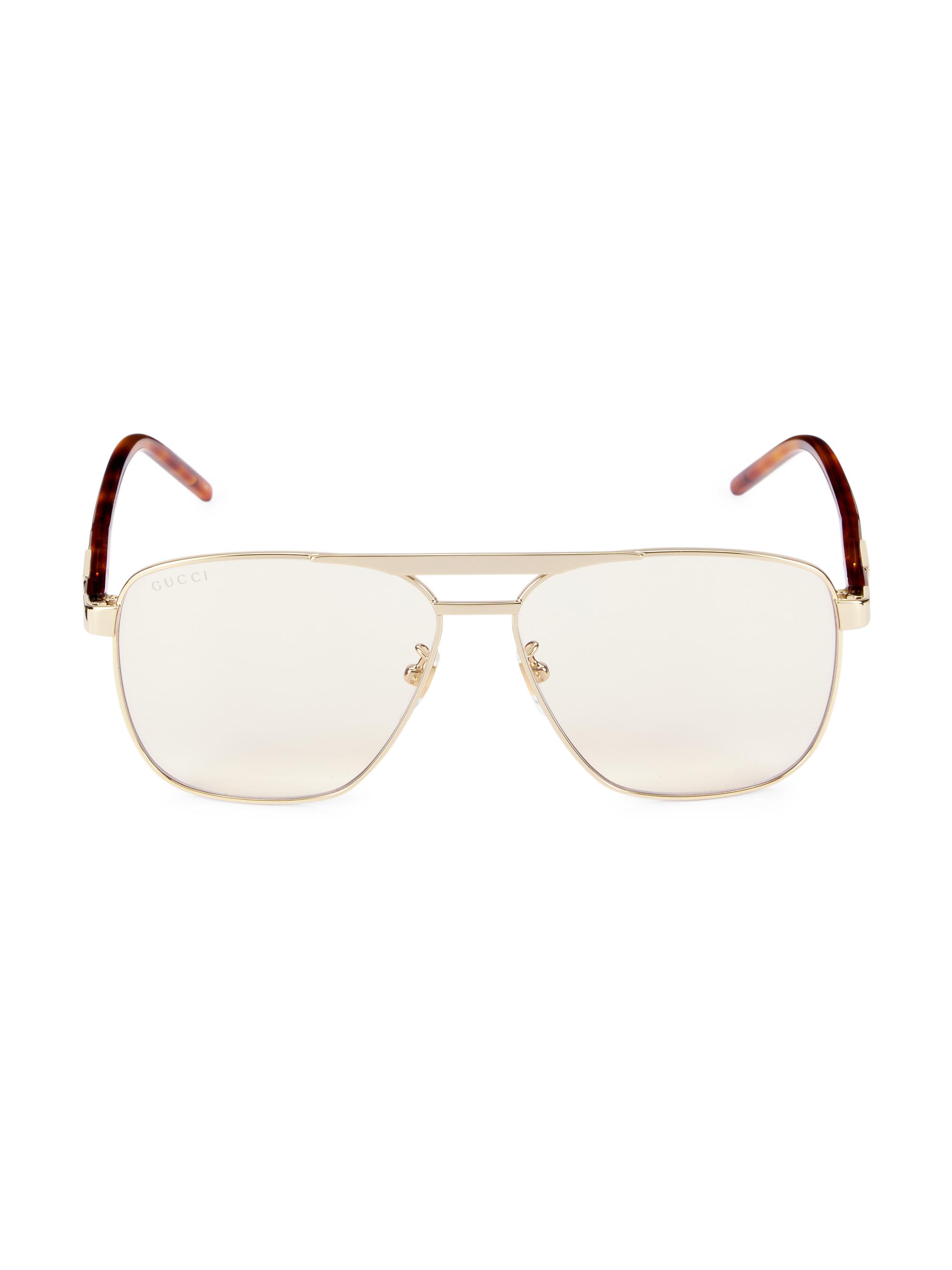 Gucci Men's 58MM Sophisticated Combi Aviator Sunglasses - Gold Black