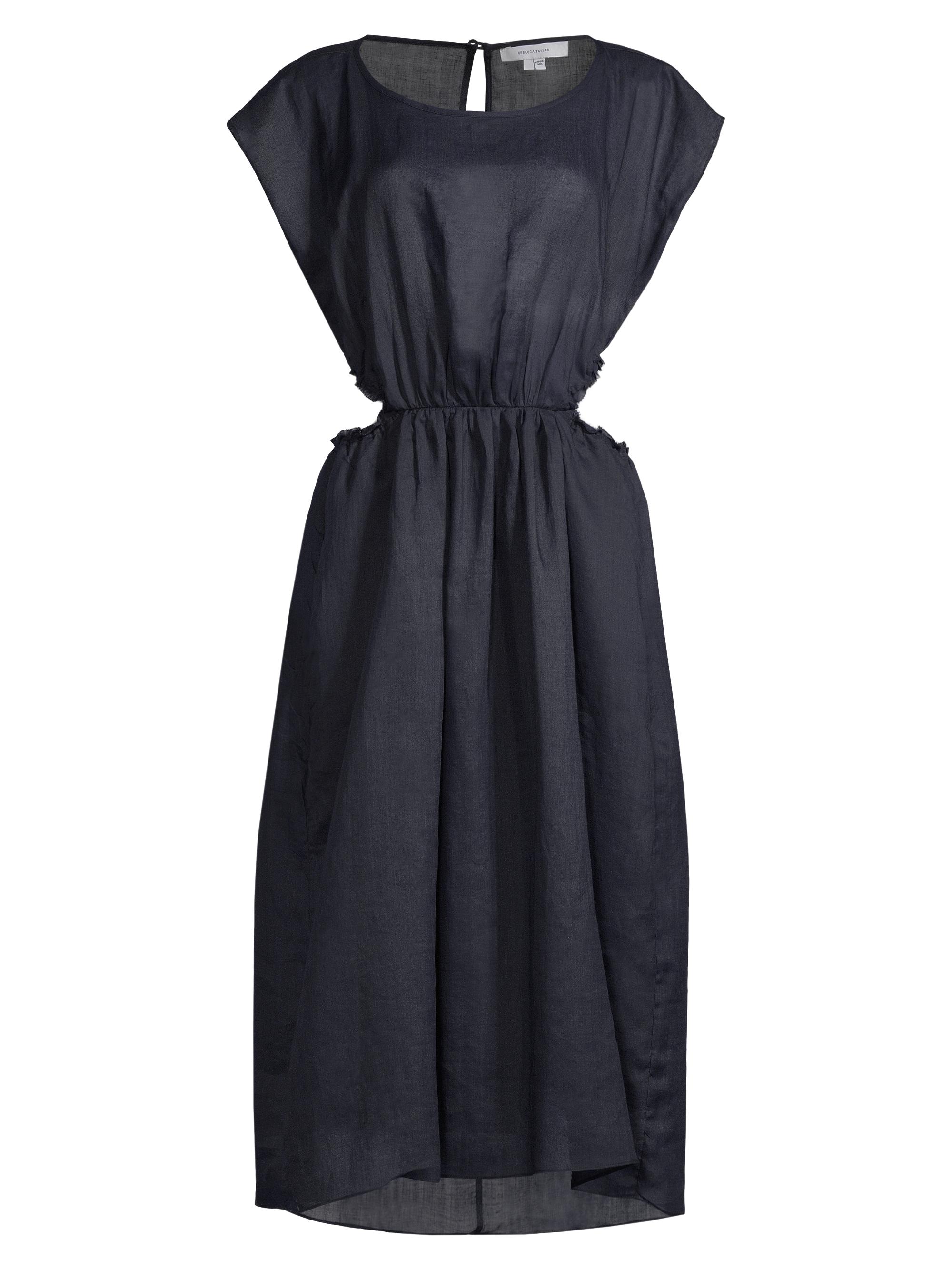 Rebecca Taylor Women's Ramie Cut-Out Midi Dress - Navy