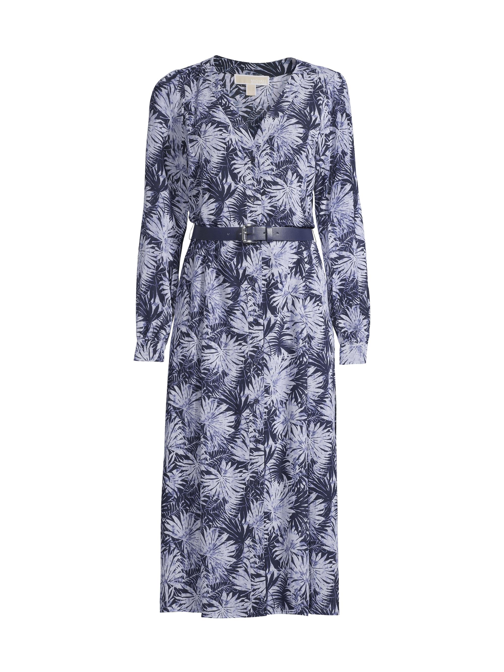 MICHAEL Michael Kors Women's Kate Printed A-Line Midi-Dress - Midnight Blue