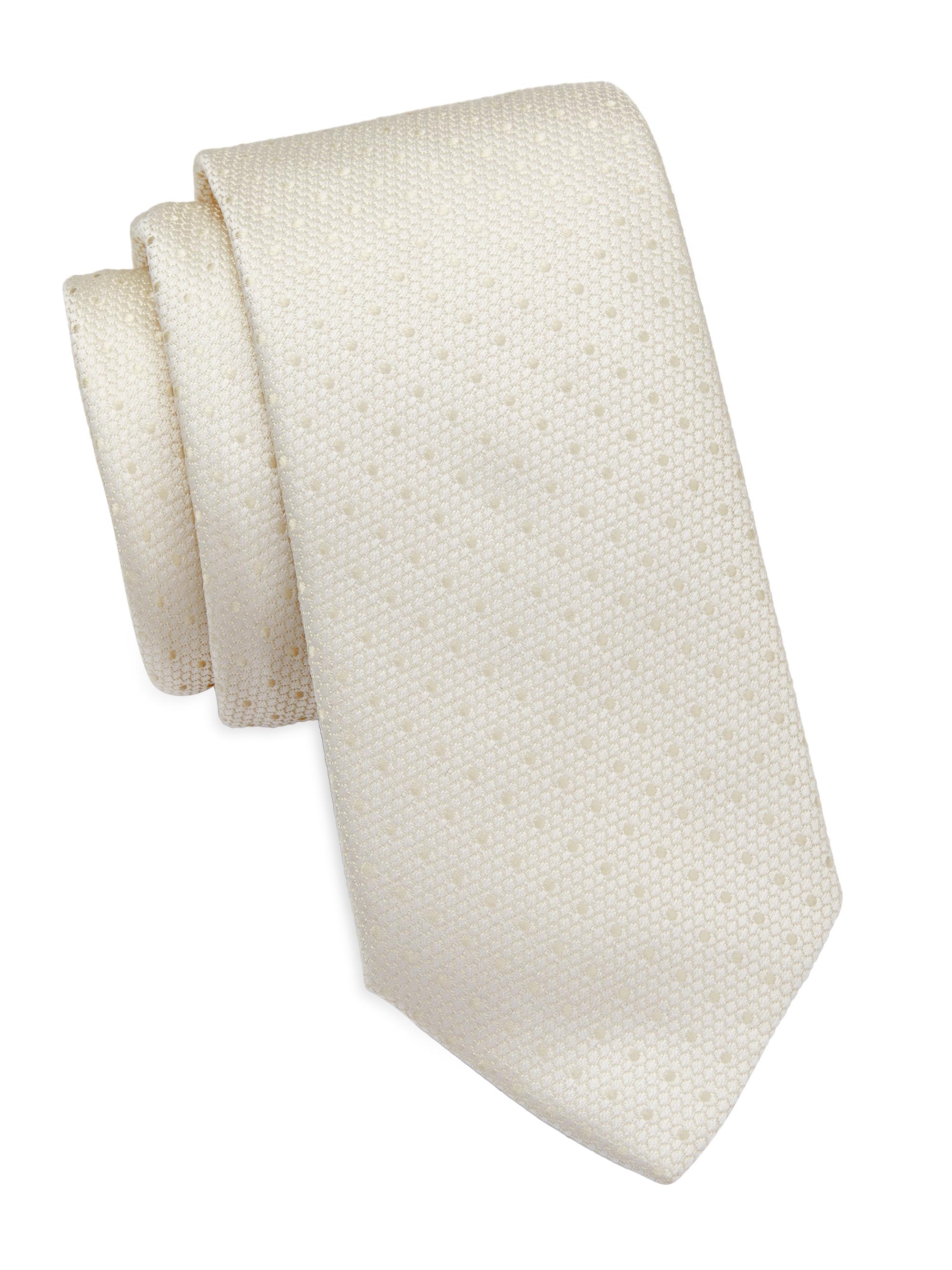 Saks Fifth Avenue Men's COLLECTION Tonal Micro Dot Silk Tie - Egret