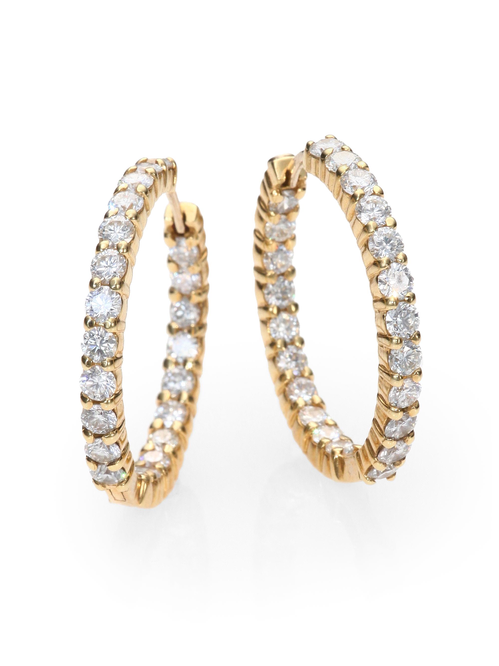 Roberto Coin Women's Perfect Diamond Hoops 18K Yellow Gold & 3.43 TCW Diamond Inside-Out Hoop Earrings - Gold