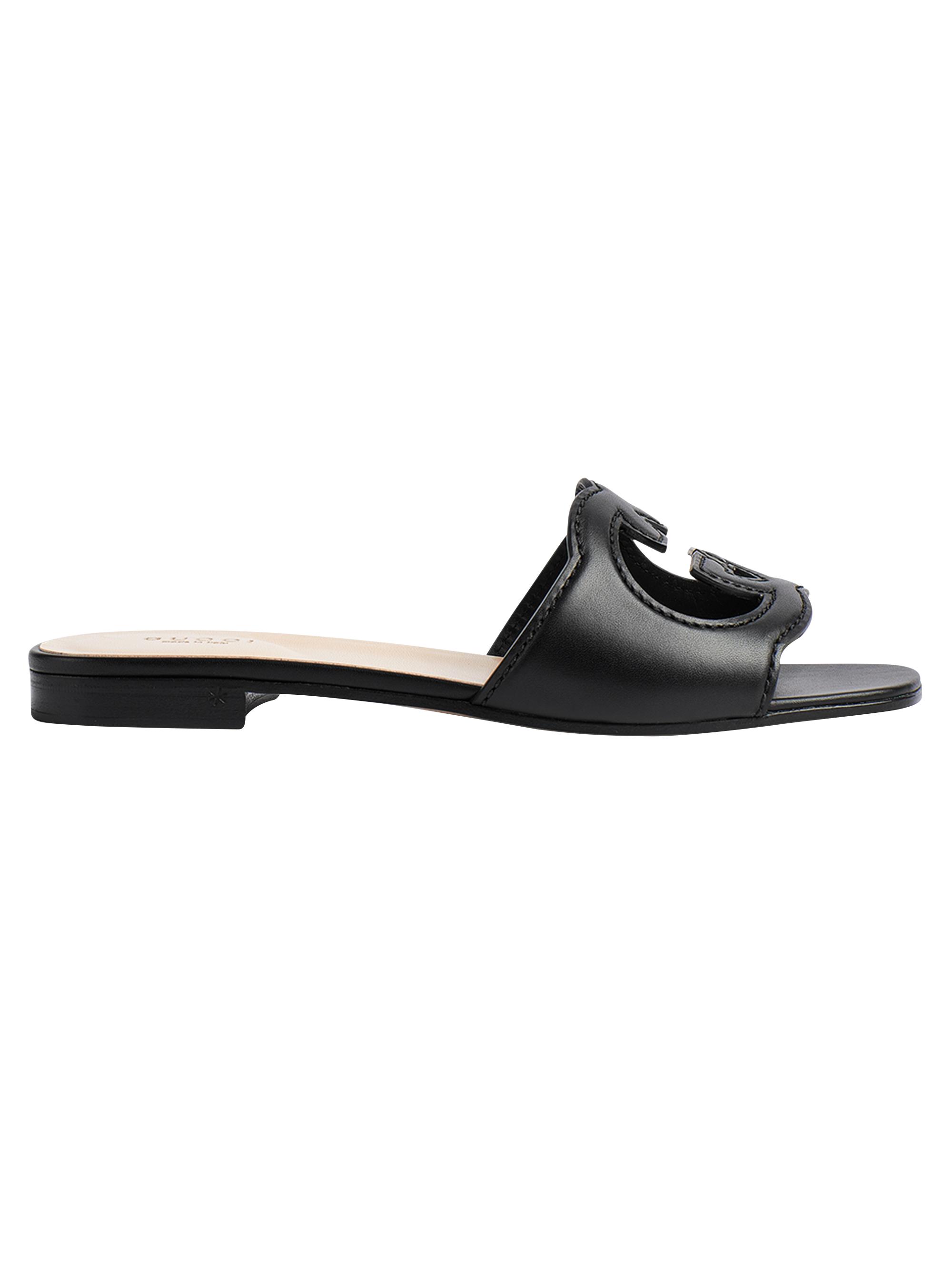 Gucci GG Cut-Out Leather Slides | Saks Fifth Avenue