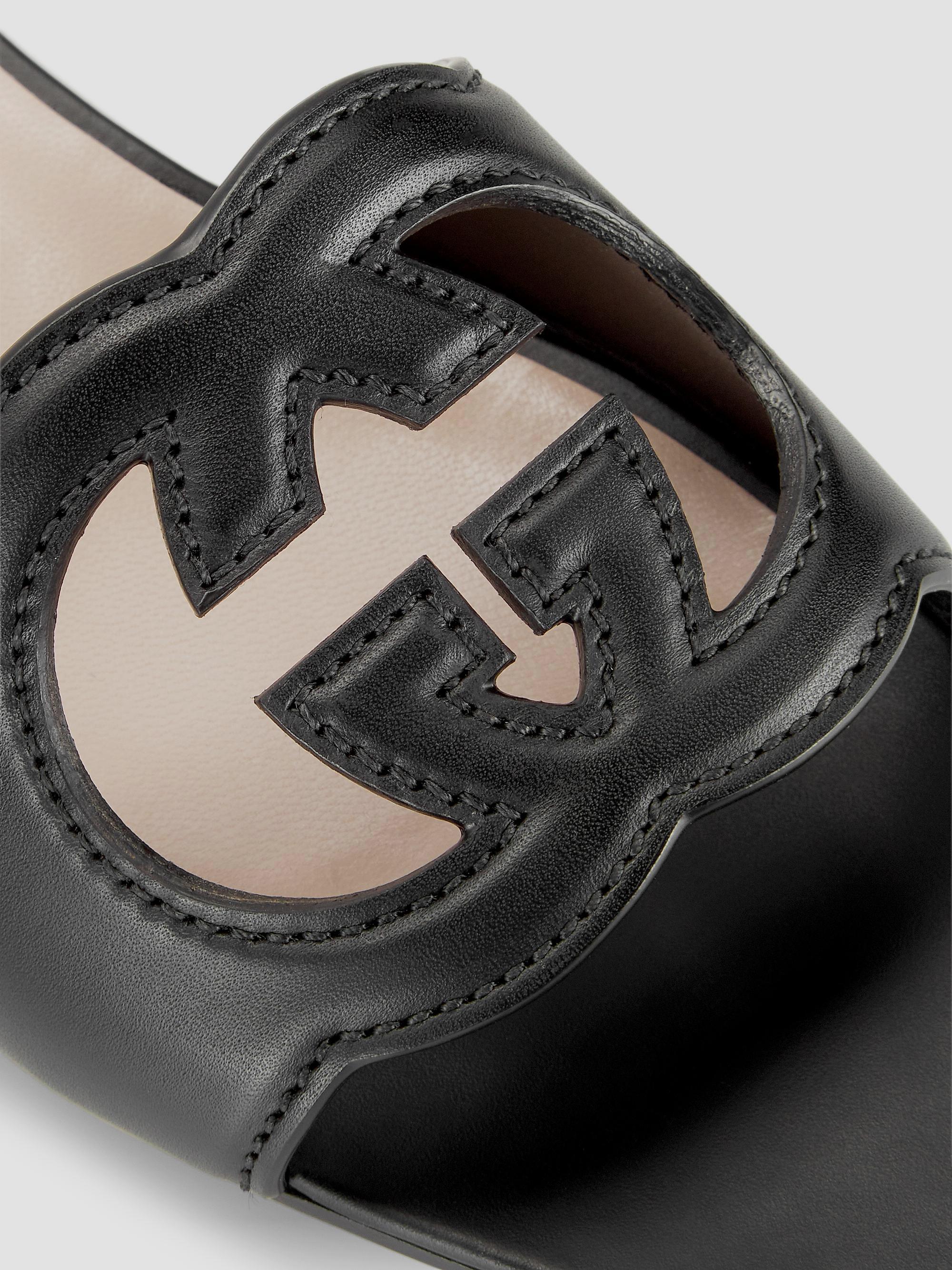 Gucci GG Black Slides Sandal with Cutout G Motif Gucci GG Cut-Out Leather Slides | Saks Fifth Avenue main image 2